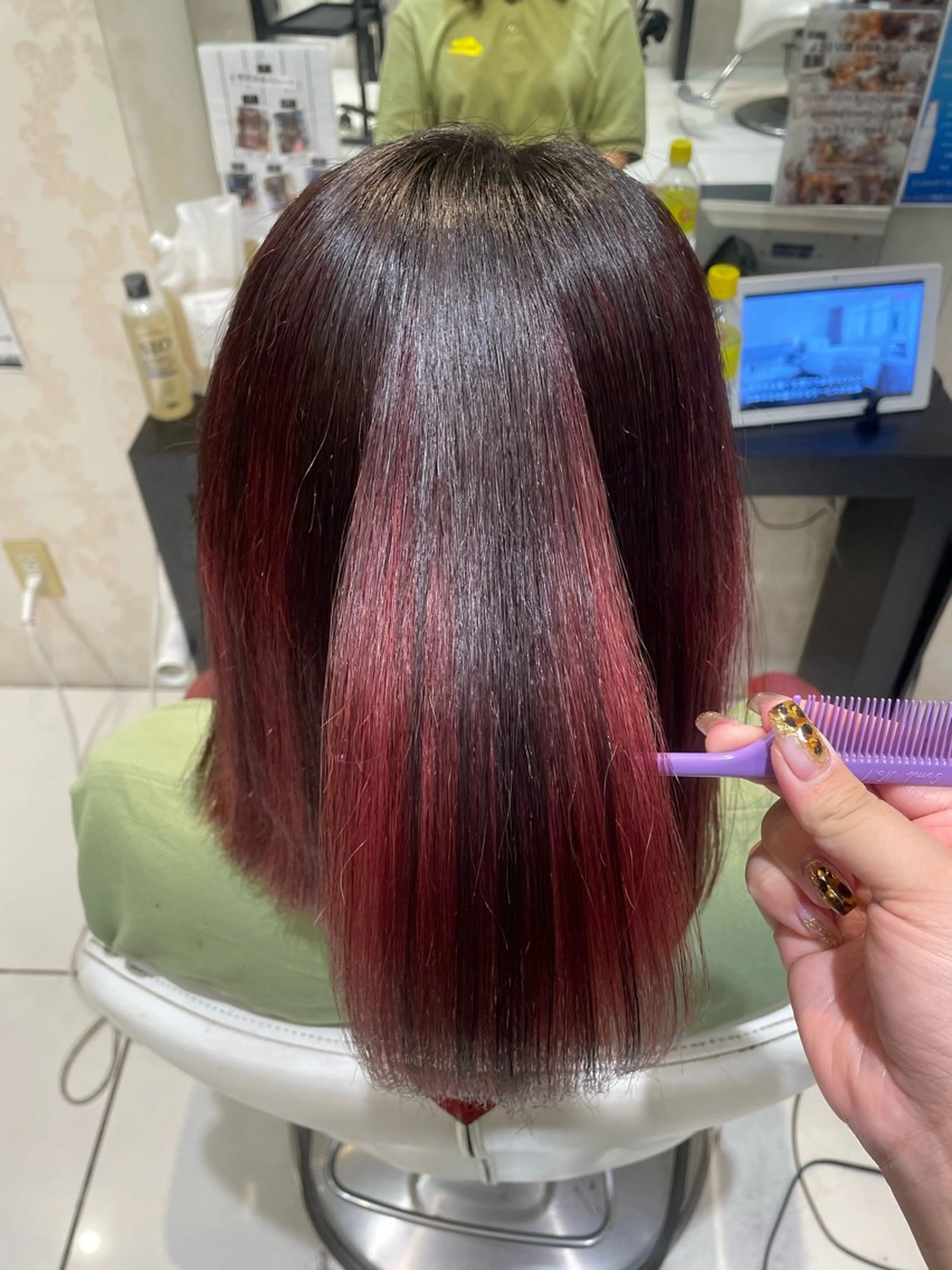 ミディアム 縮毛矯正 トリートメント 💞暖色カラー 💞risaのヘアスタイル