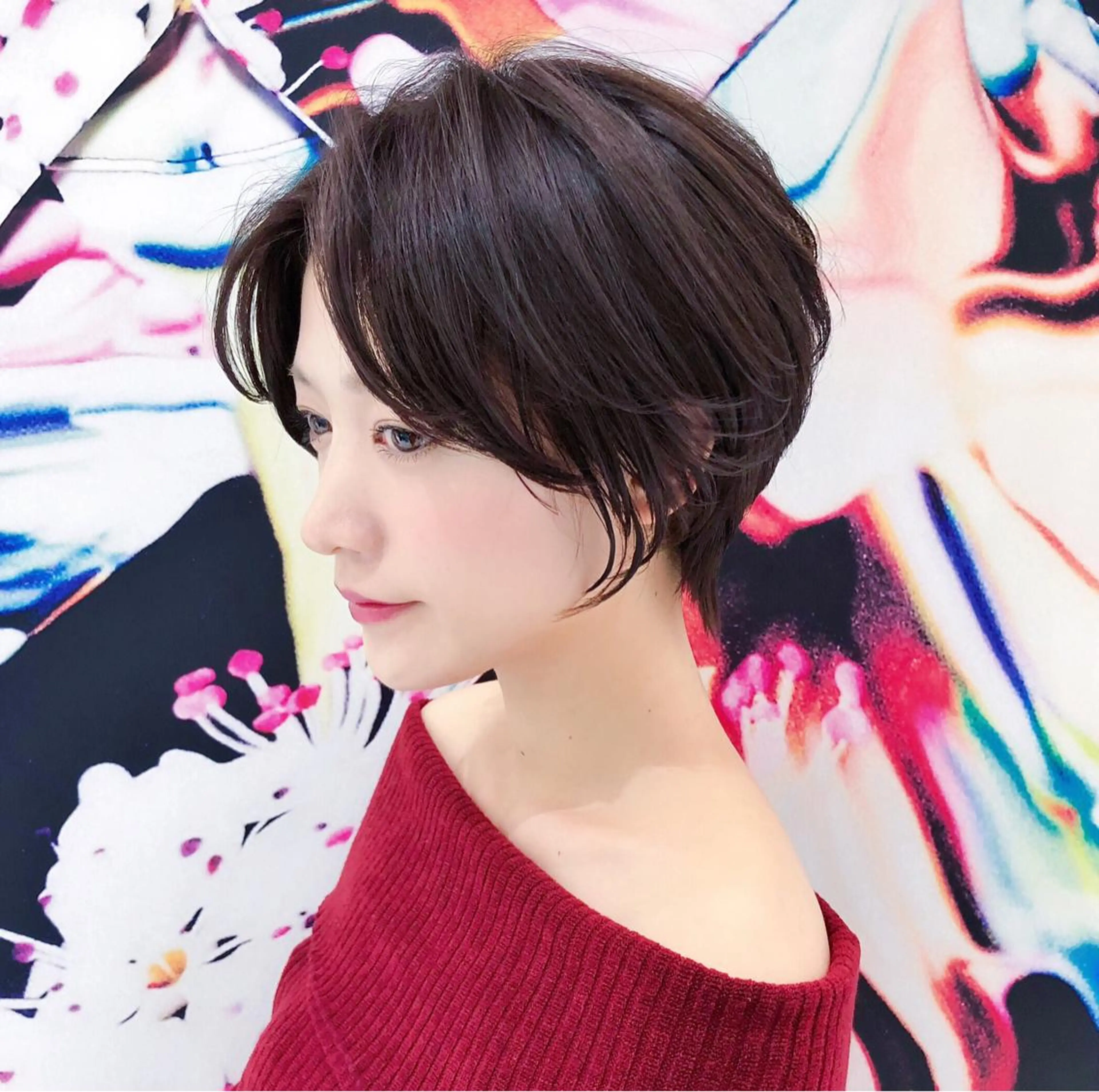 ショート パーマ ショートヘア ストレートパーマ nex the salon vlow所属・趙 英来のヘアスタイル