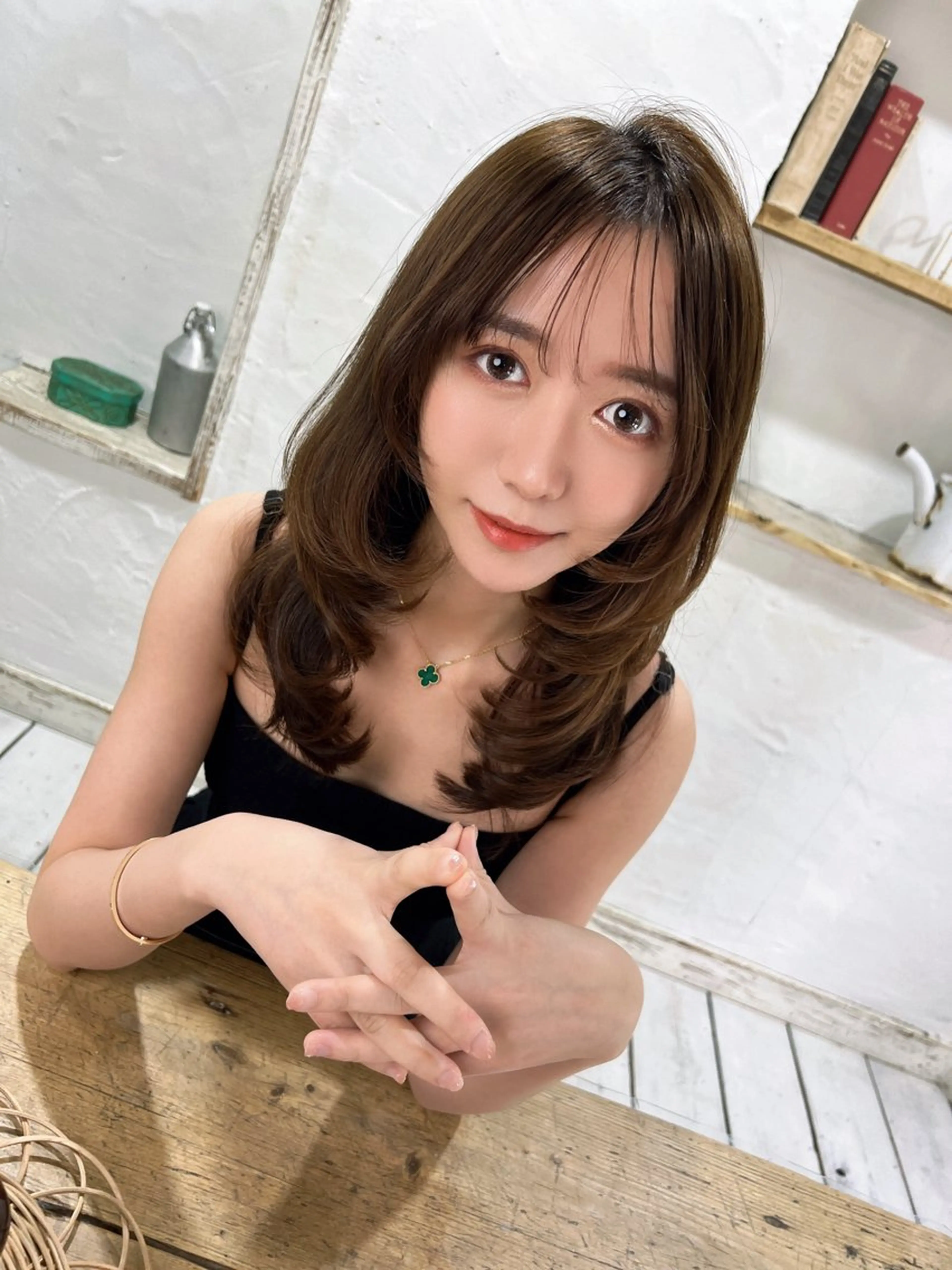 セミロング カラー パーマ ヘアアレンジ 顔周りカット 韓国風ヘア 小顔カット 縮毛矯正 ニュアンスパーマ 平川 友理/韓国ヘア💘のヘアスタイル