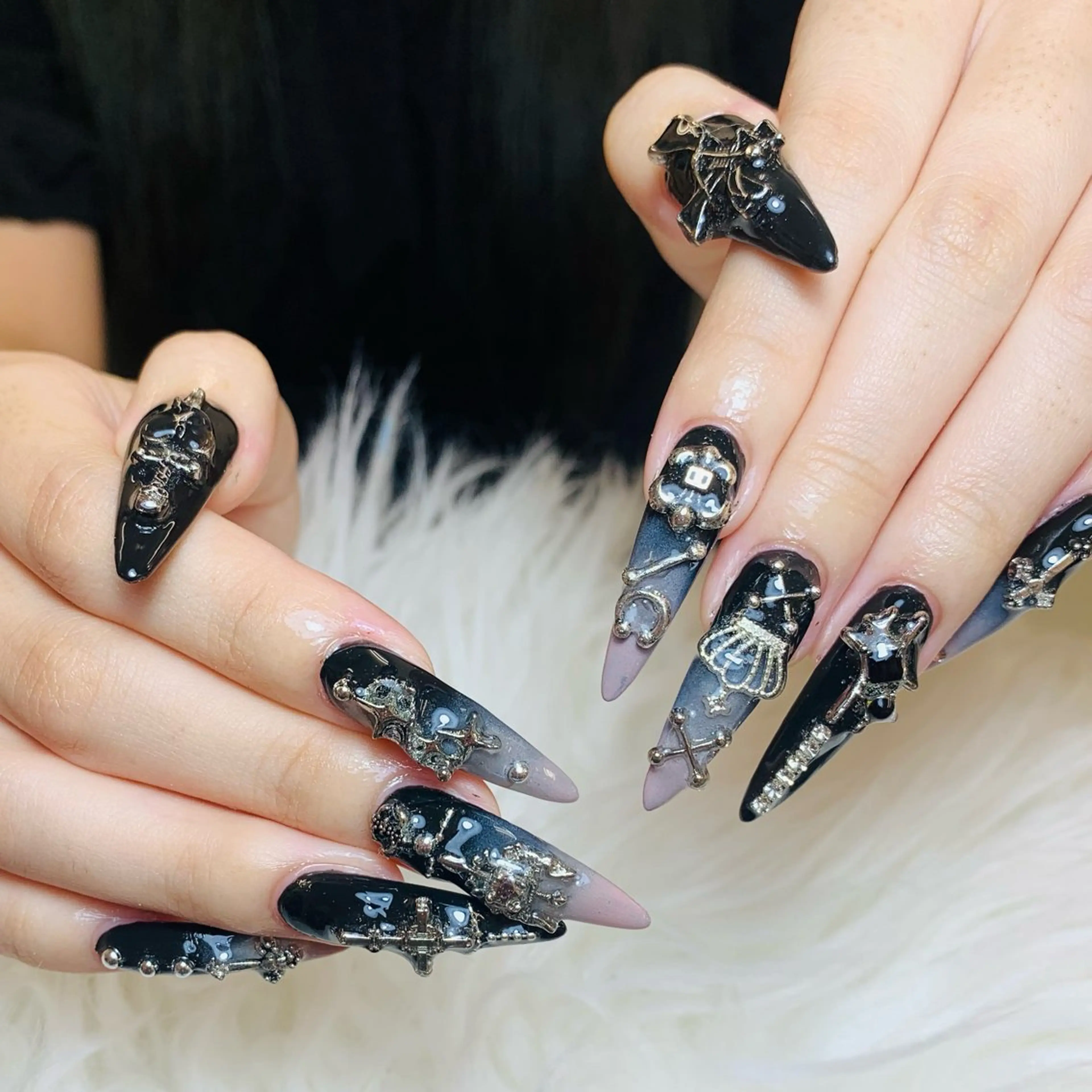ネイル チークネイル 長さ出し フラッシュネイル フレンチネイル グラデーション ハンドネイル AN NAIL SALONのネイルデザイン