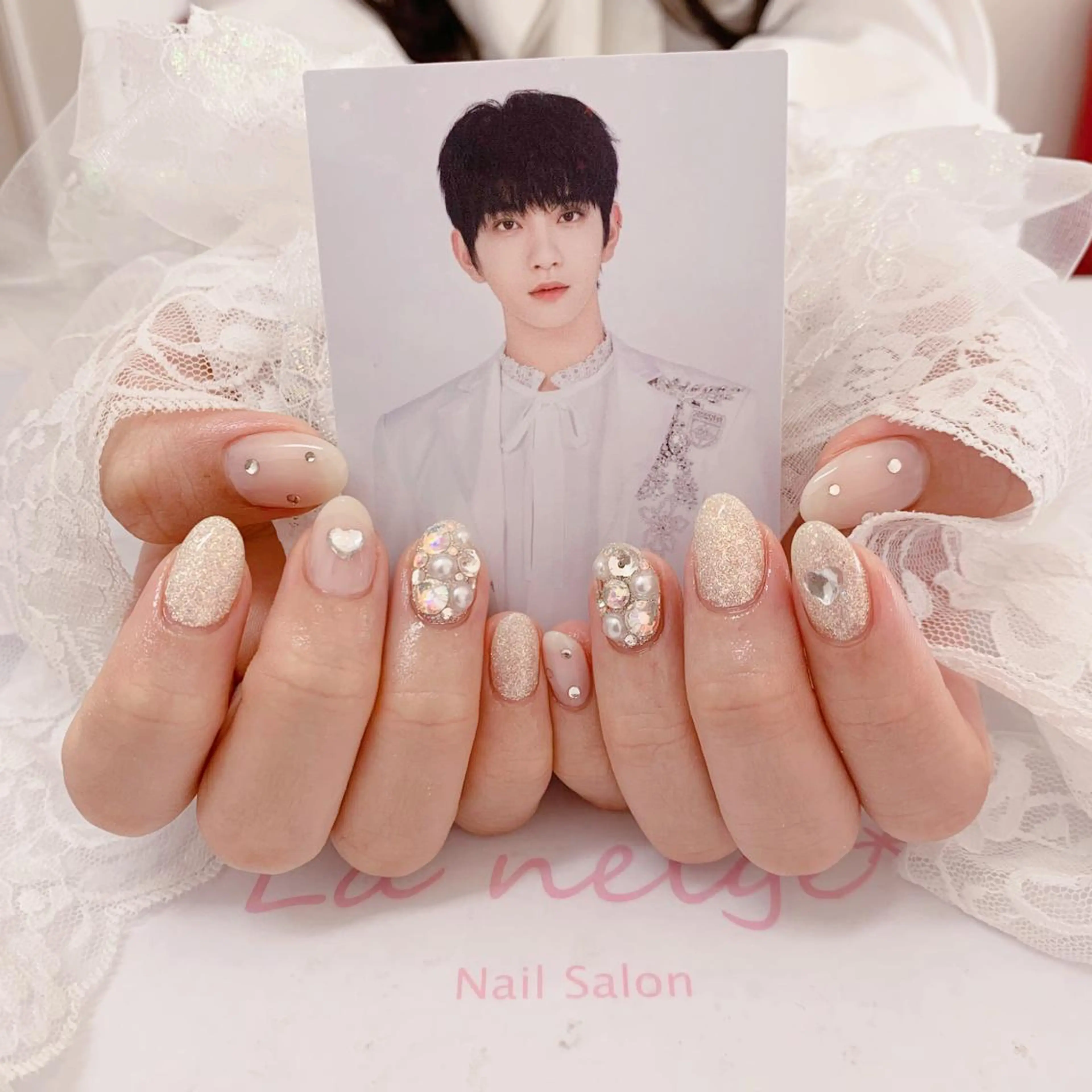 ネイル ハート ハンドネイル La neige* yuki 🐩🌙のネイルデザイン