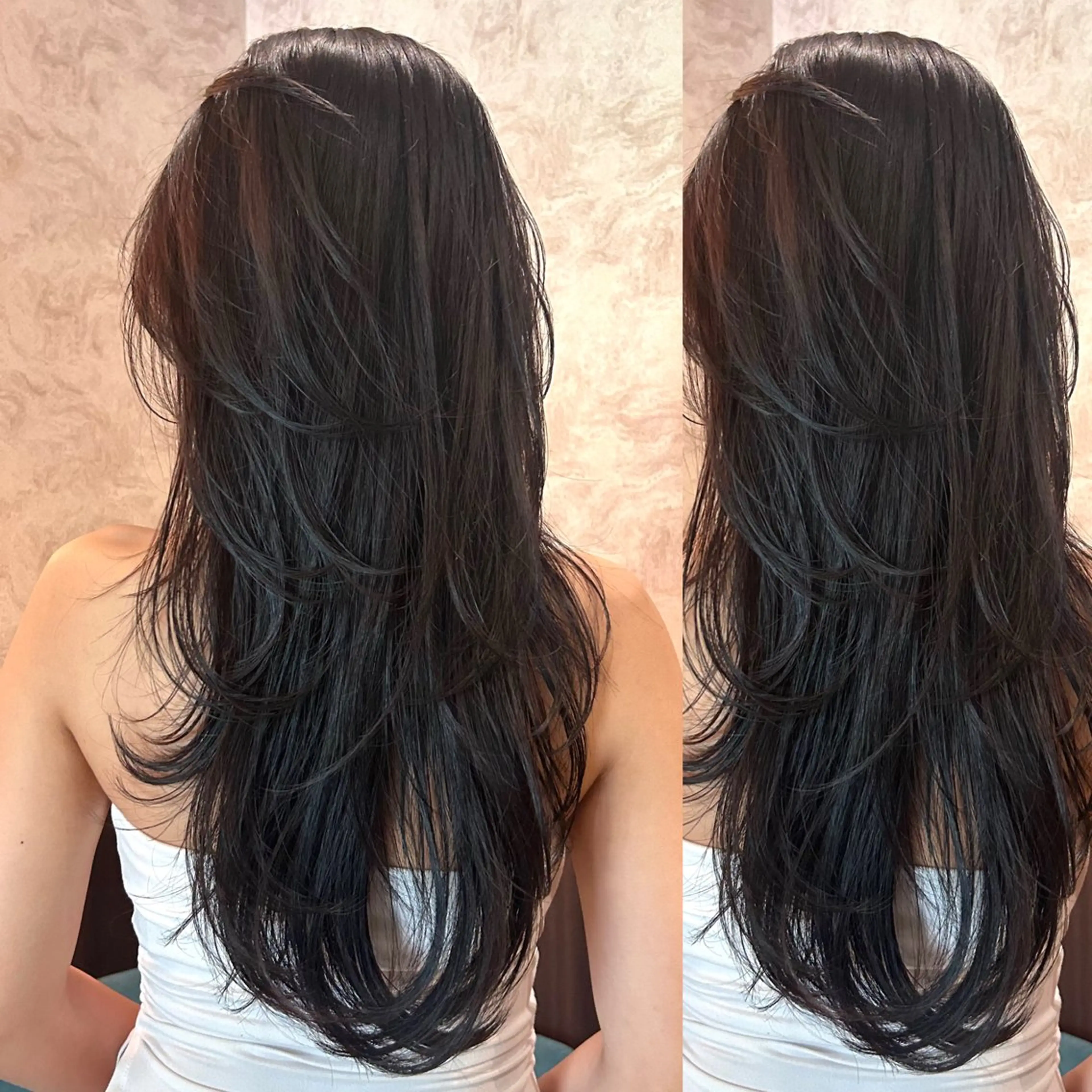 ロング カラー カット ヘアカラー Momo/海外ヘア レイヤー/ハイライトのヘアスタイル