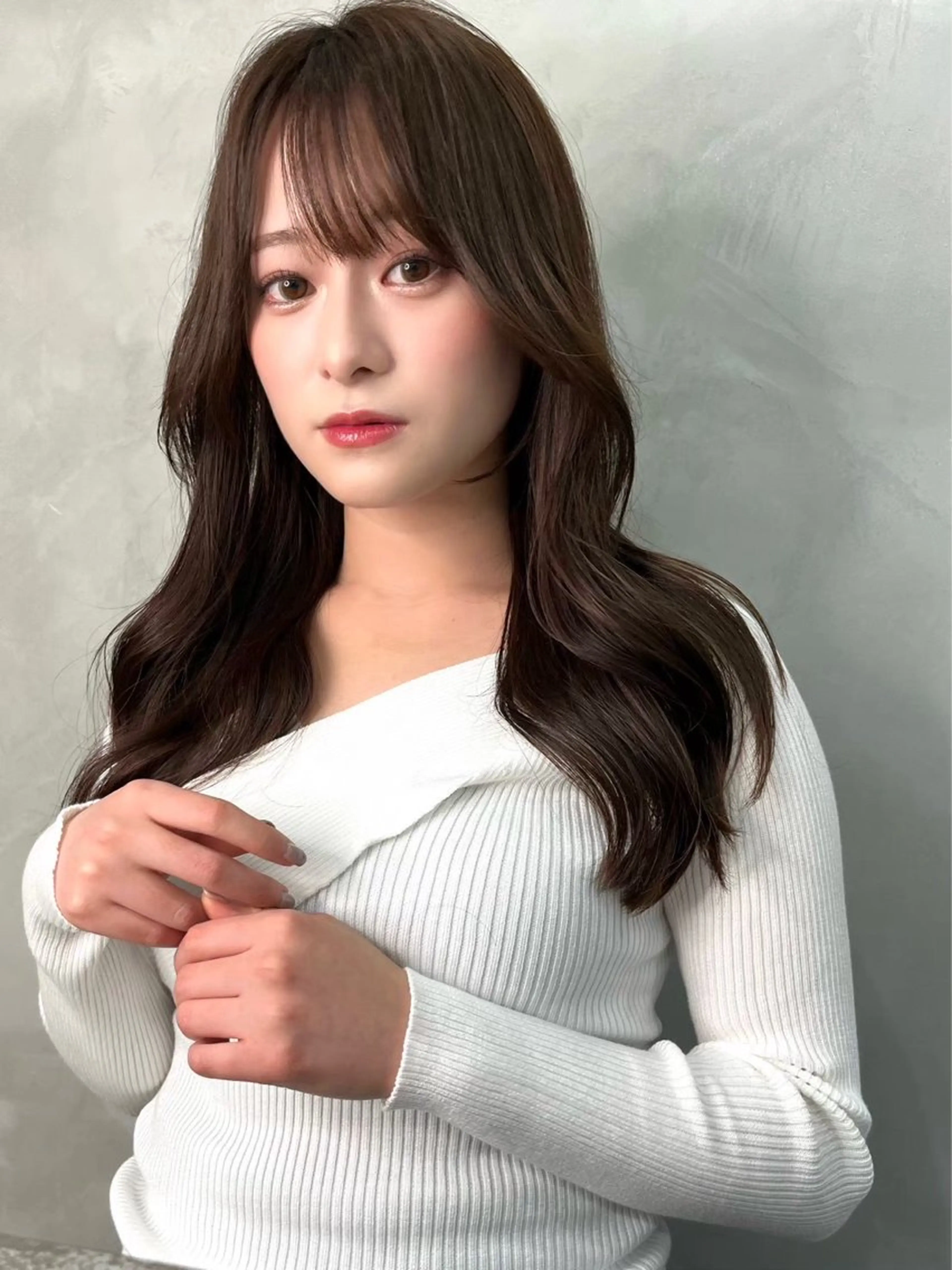 セミロング カラー アッシュ アッシュブラウン ブラウンカラー 透明感カラー 髪質改善/はるみ🌙 韓国レイヤーのヘアスタイル