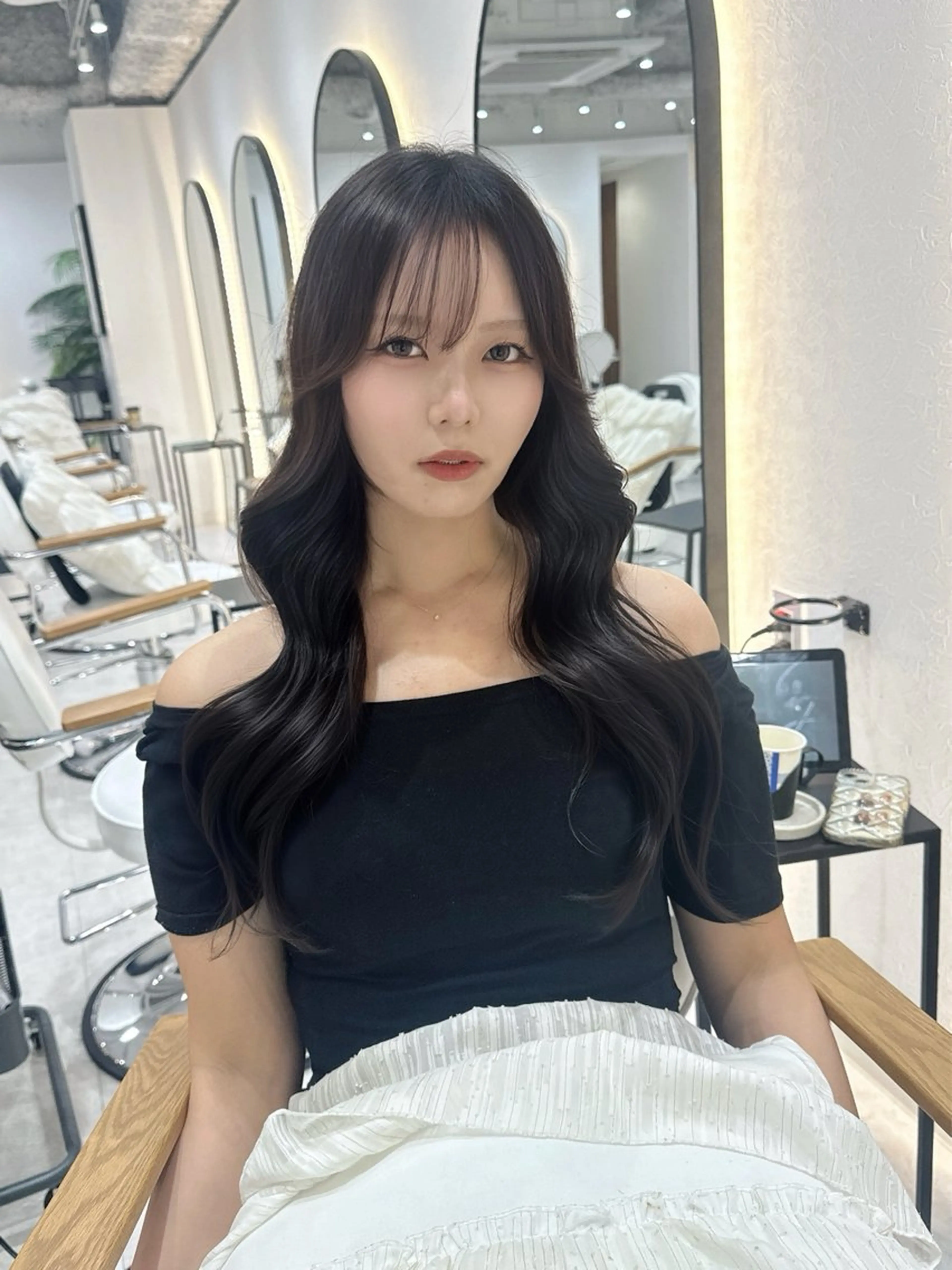 ロング 韓国ヘア/艶髪ロング グレージュ/kanaのヘアスタイル