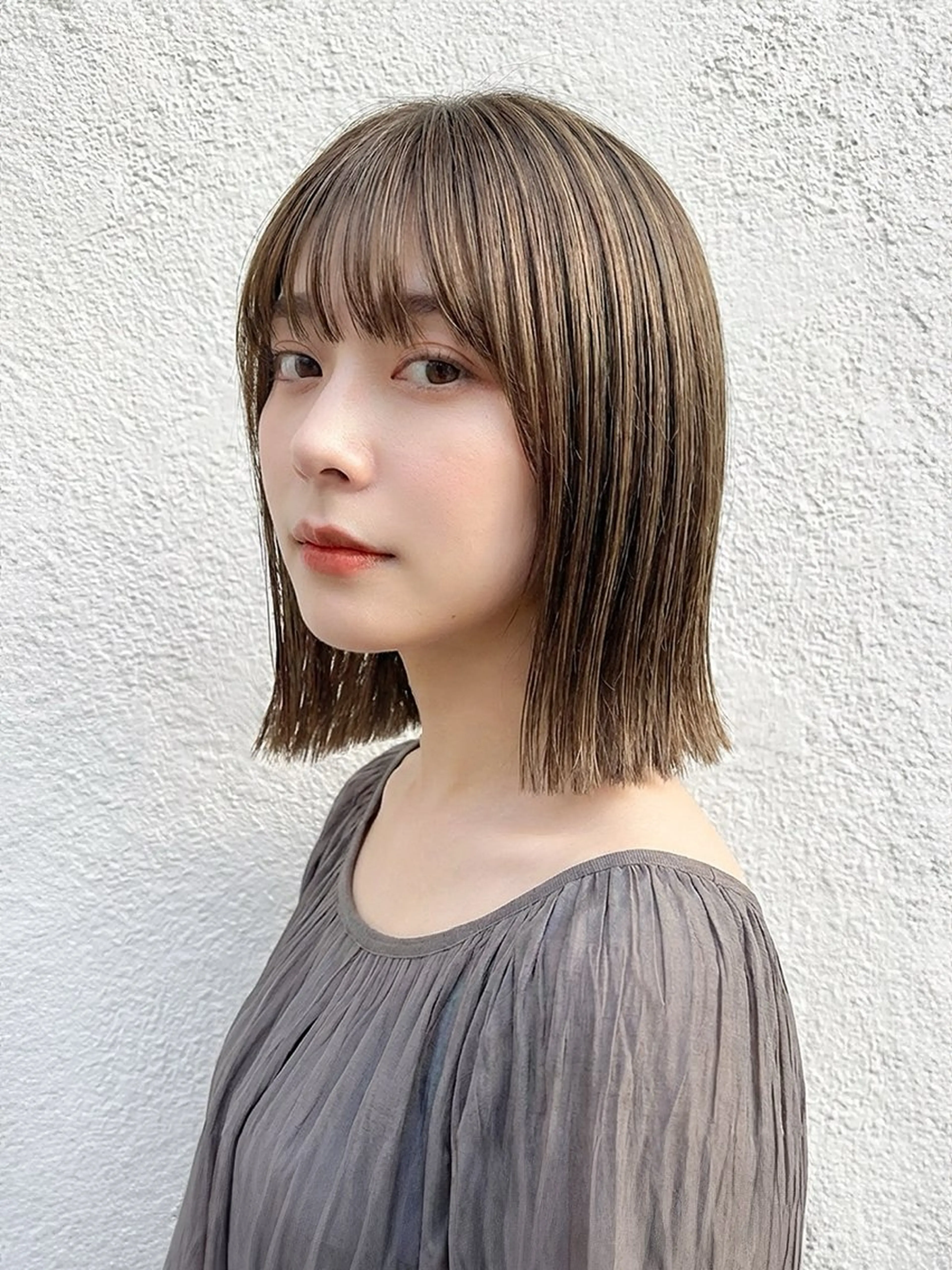 ミディアム カラー カット ヘアカラー トリートメント 小松崎 友宏のヘアスタイル