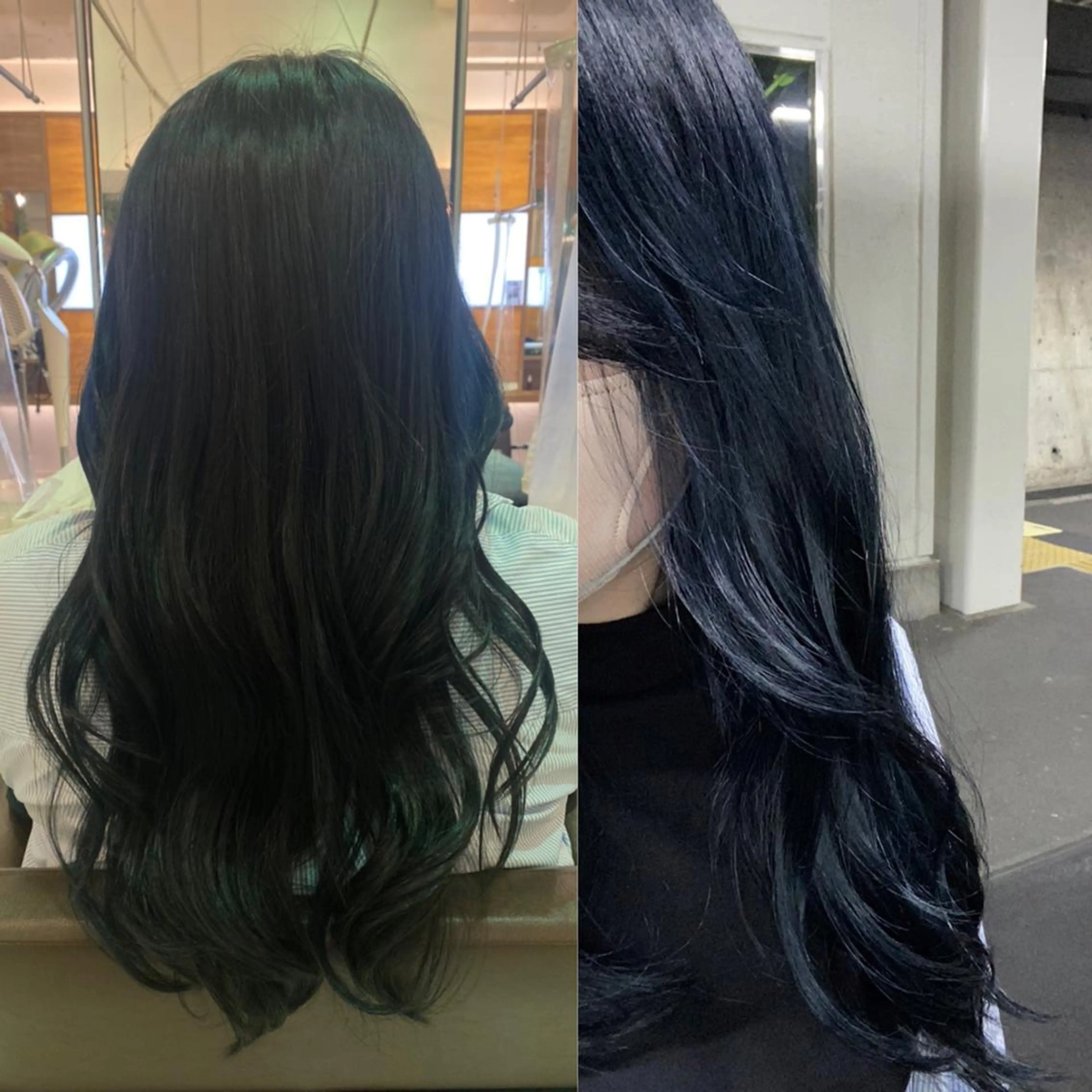 カラー 黒髪 ブルーカラー ブルーブラック 佐々木 雪菜のヘアスタイル