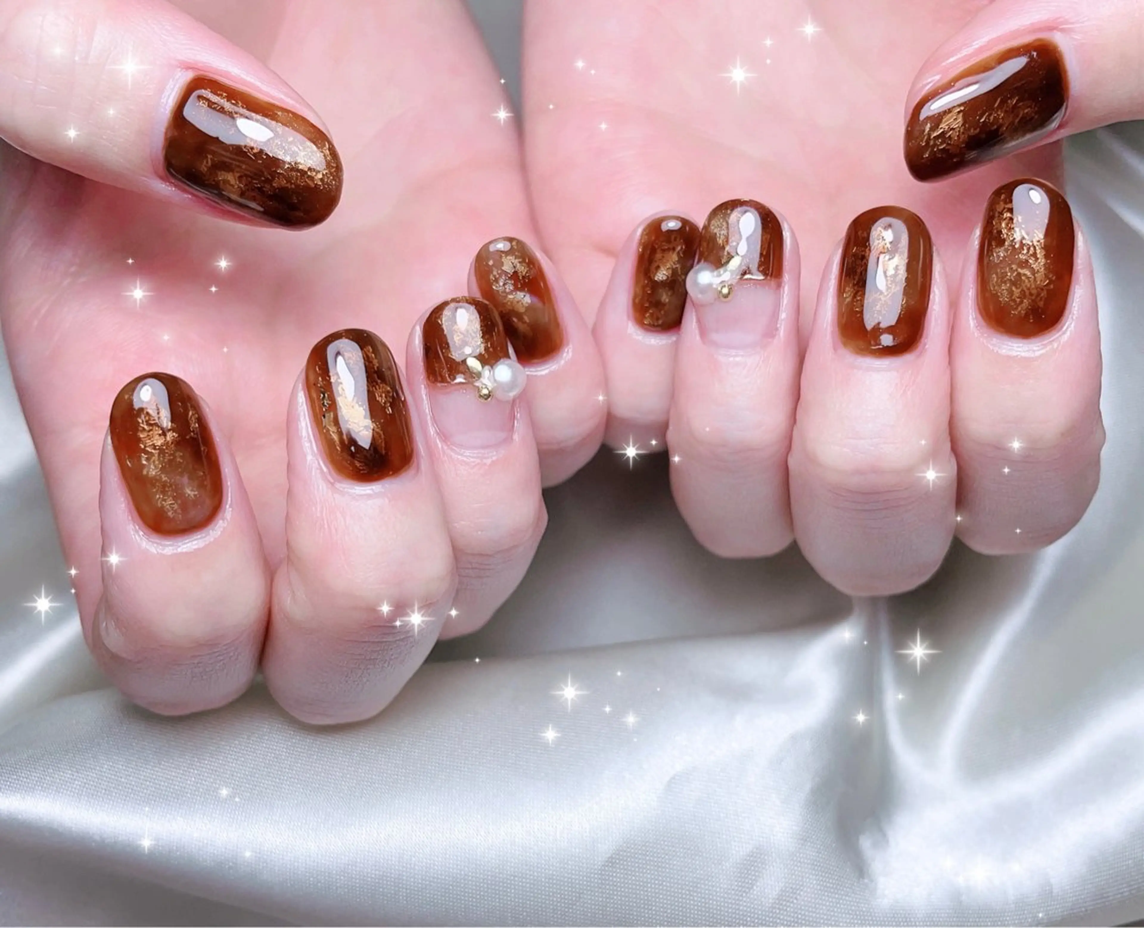 ネイル アートネイル べっ甲ネイル ミラーネイル ハンドネイル FLARE NAIL フレアネイルのネイルデザイン