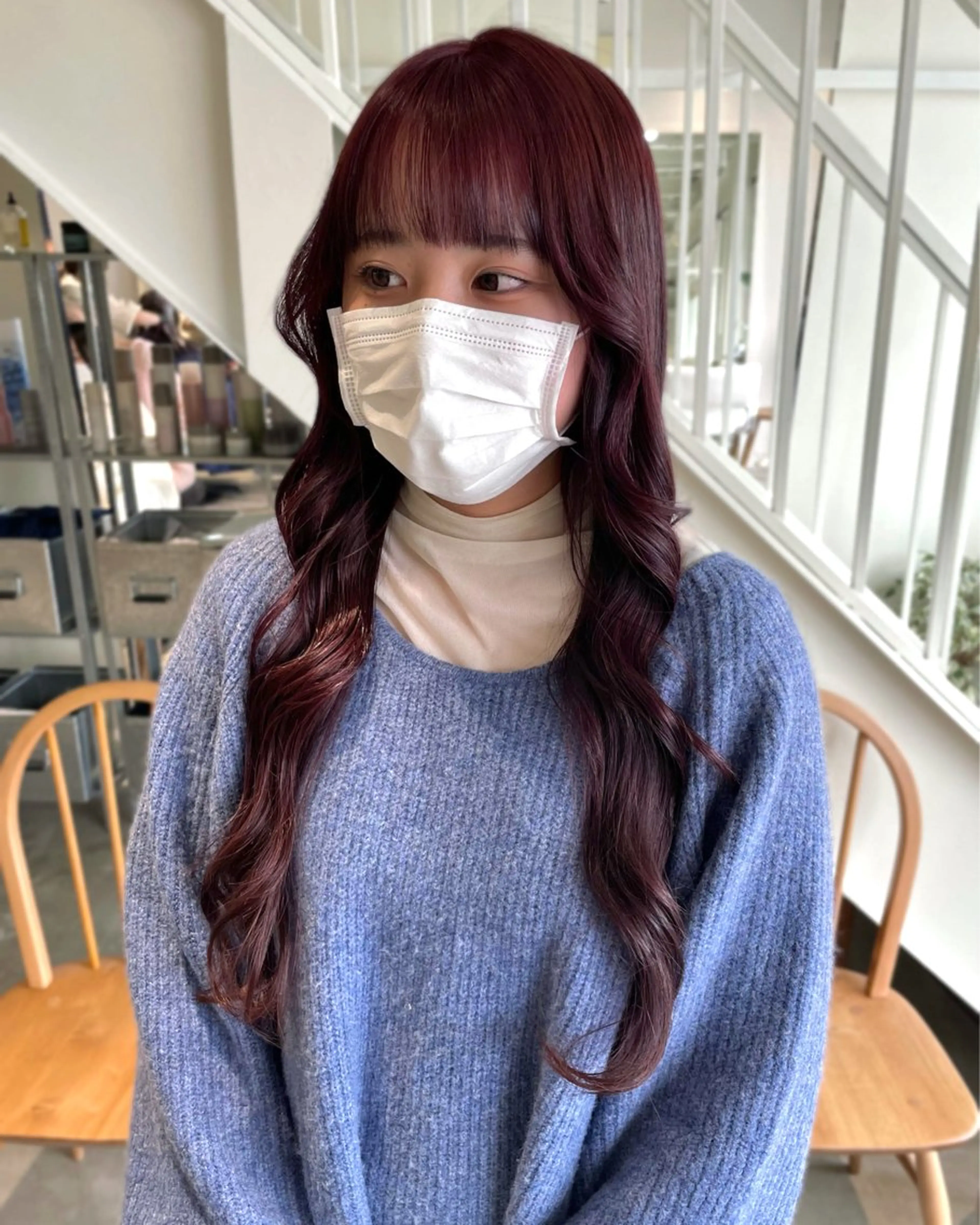 ロング カラー ヘアカラー 林 千聖のヘアスタイル