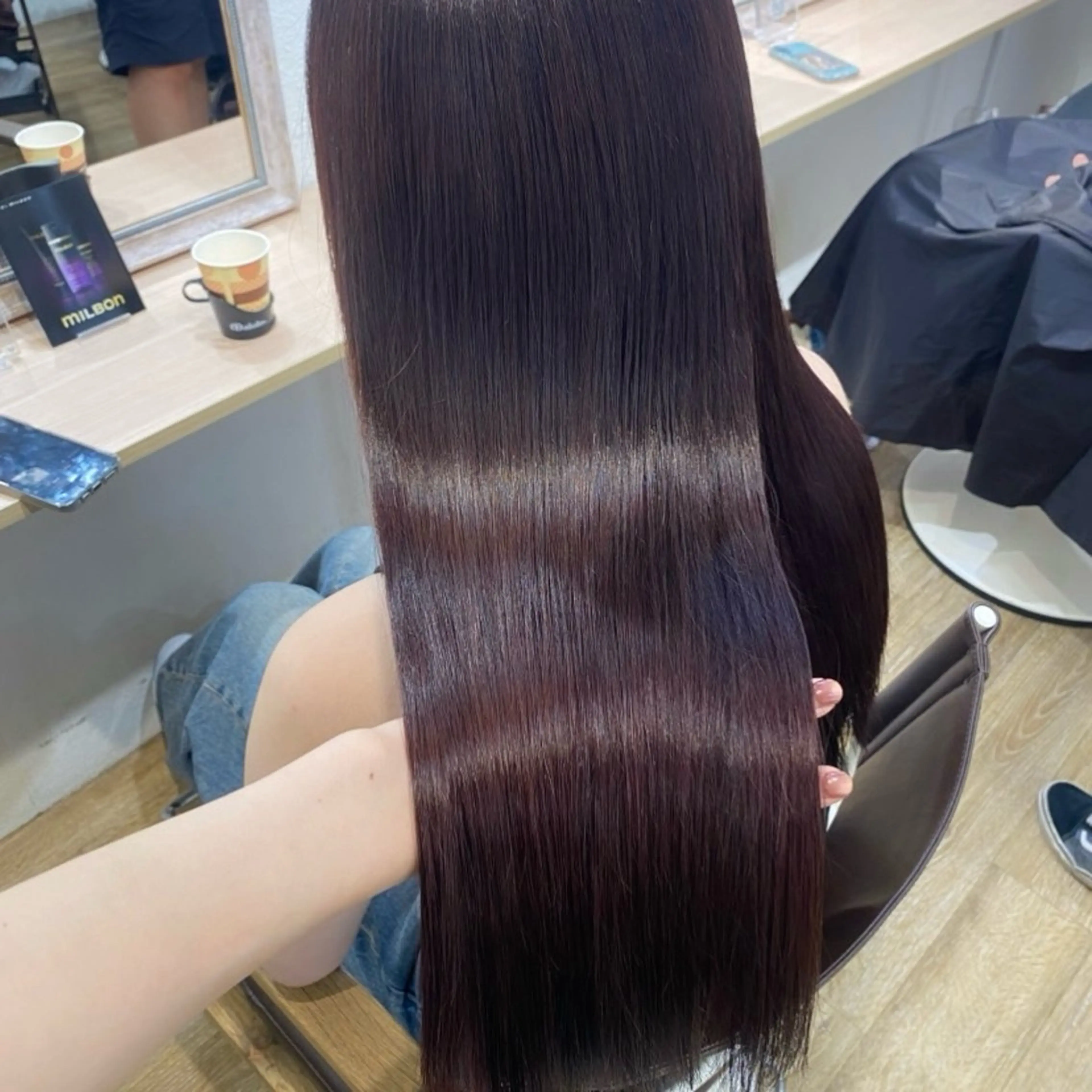 ロング カラー アッシュ ベージュカラー 黒髪 ブルーカラー ブルーブラック カット ヘアカラー トリートメント 艶感/韓国風 🤍moeka🤍のヘアスタイル