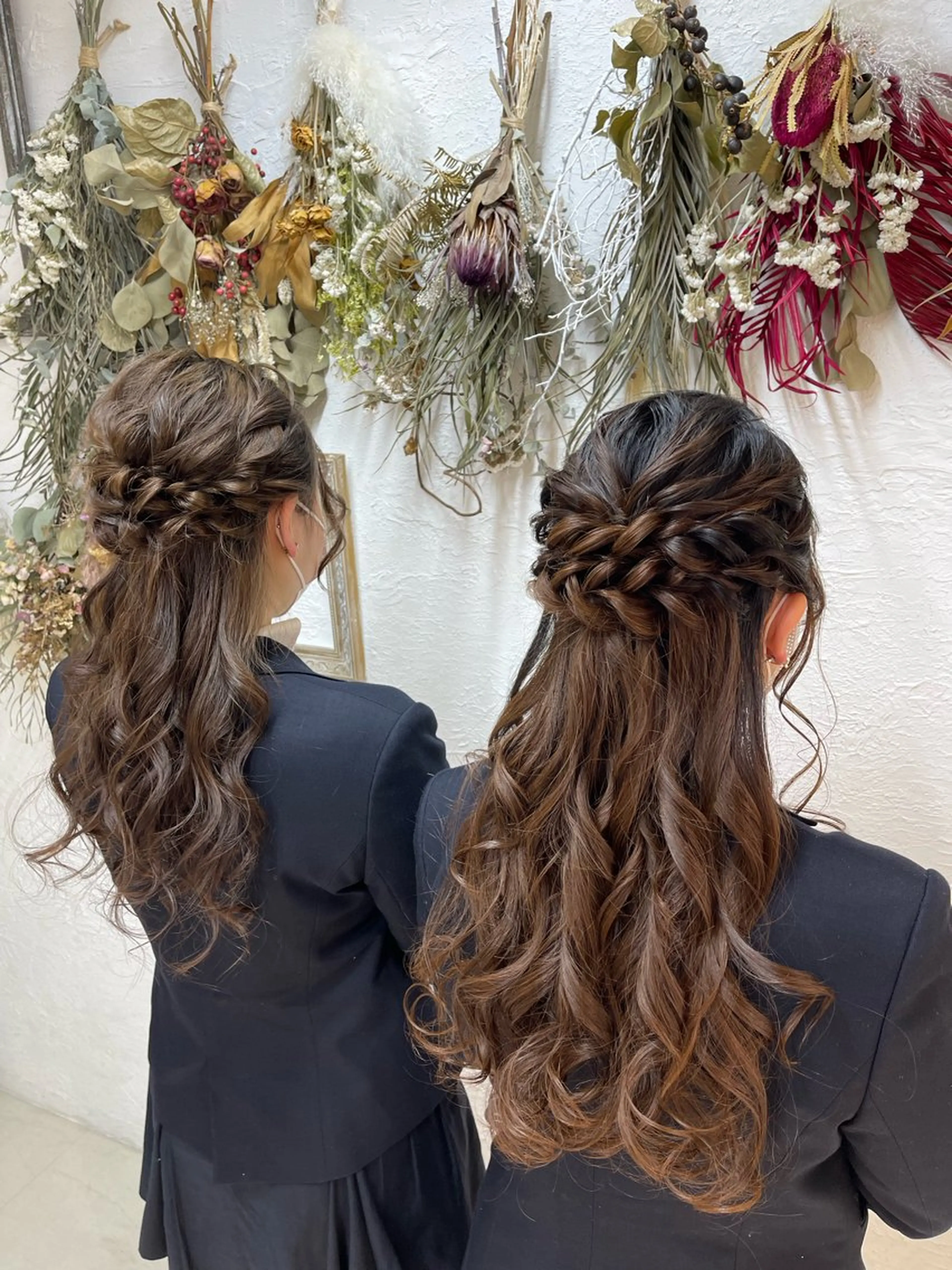 セミロング ヘアアレンジ ハーフアップ ヘアセット エクステ専門店AIM /百花のヘアスタイル