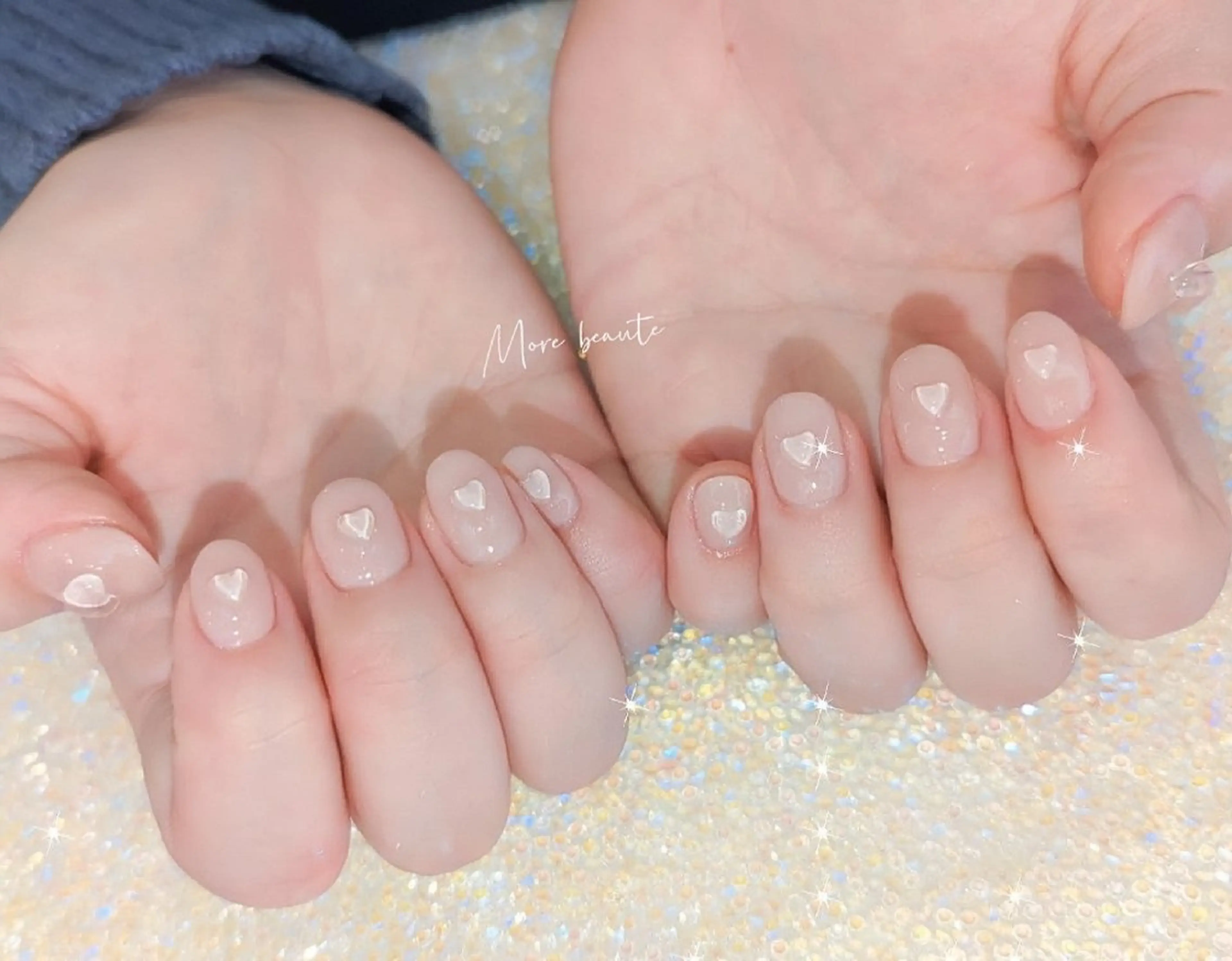 ネイル 長さ出し ジェルネイル ハート 韓国ネイル マグネットネイル I LOVE ME NAIL.。.:*♡のネイルデザイン