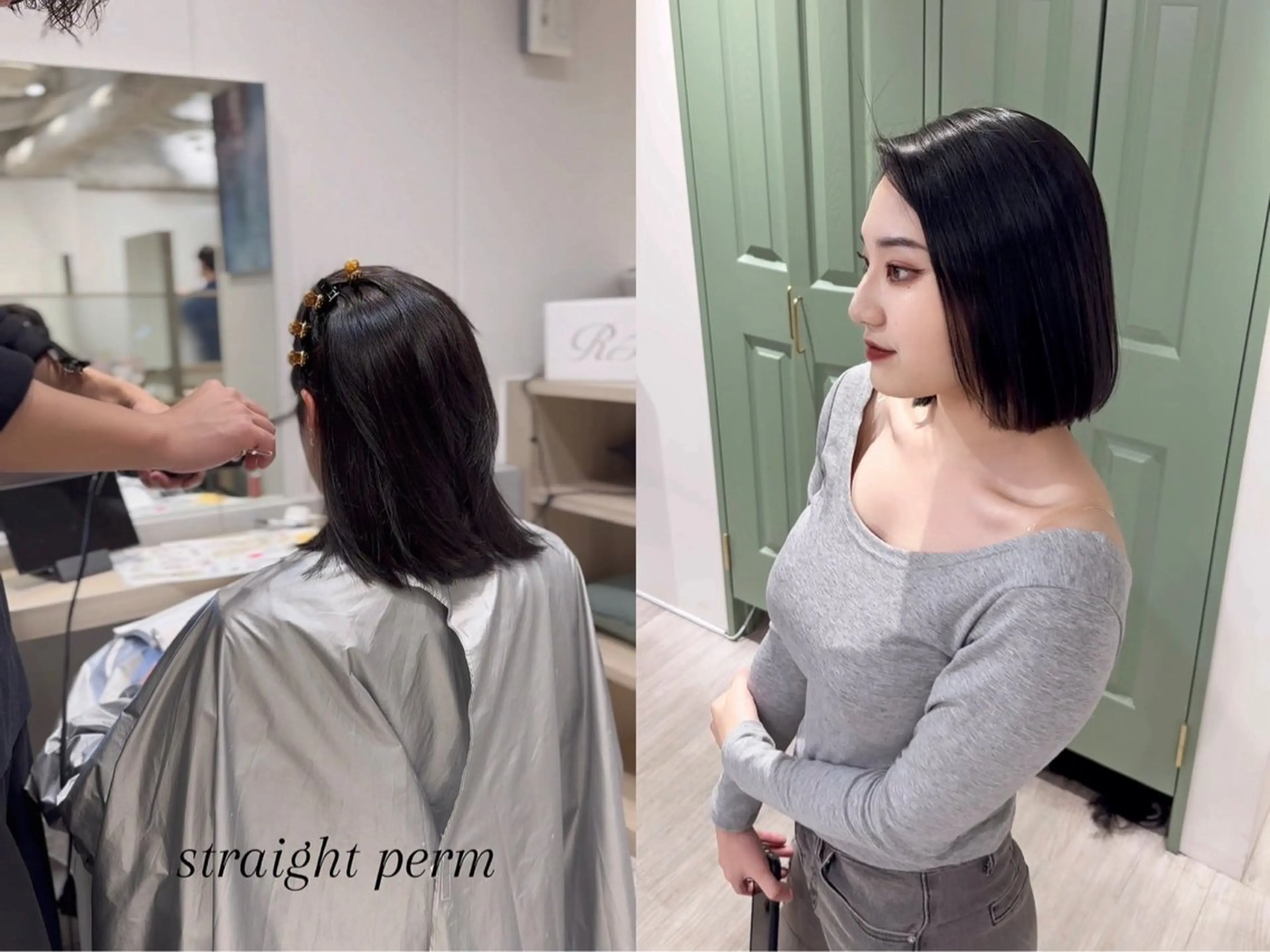 ボブ指定 髪質改善ストレート+カットの写真