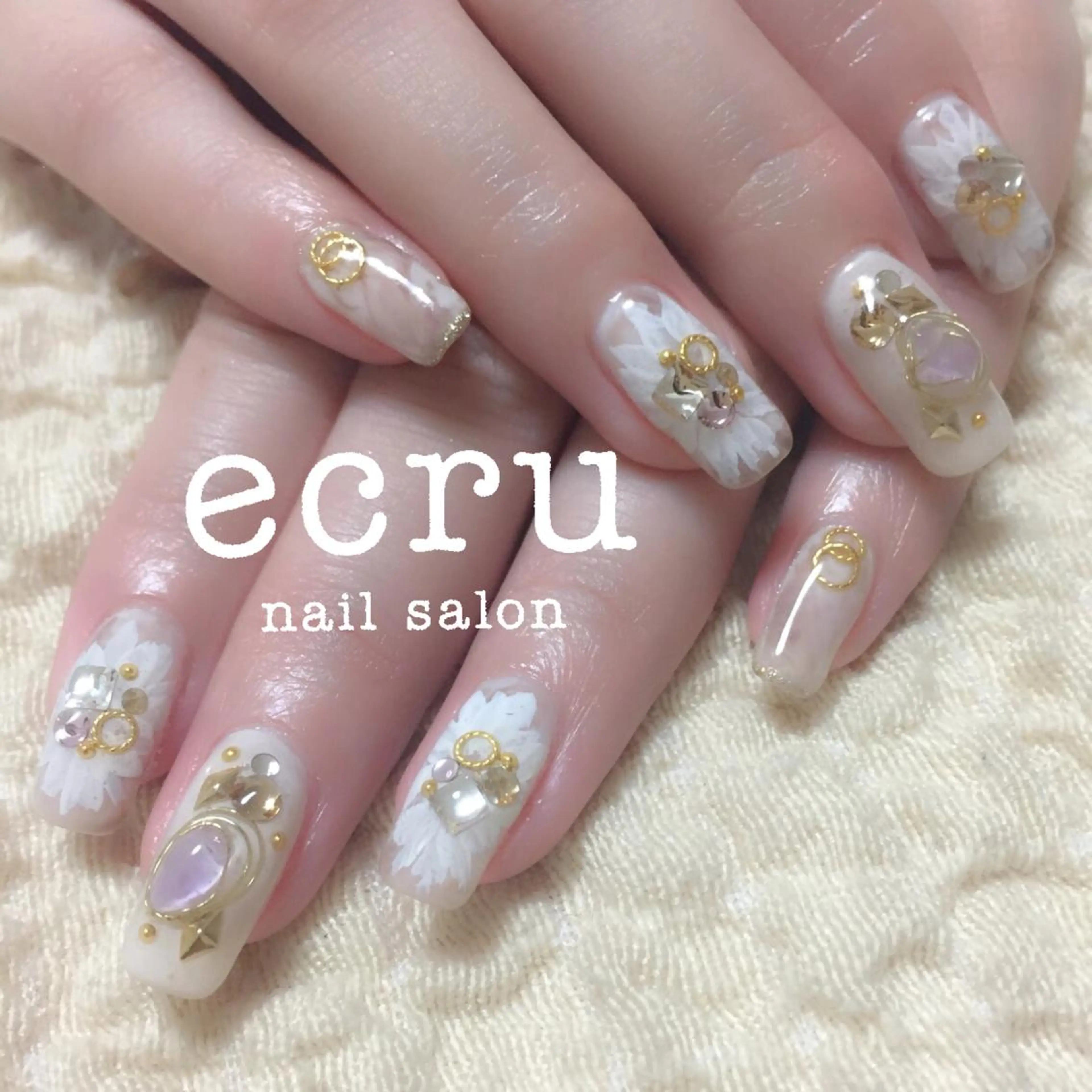 ネイル アートネイル フラワーネイル ジェルネイル ストーンネイル ecru nail 長谷川まきのネイルデザイン