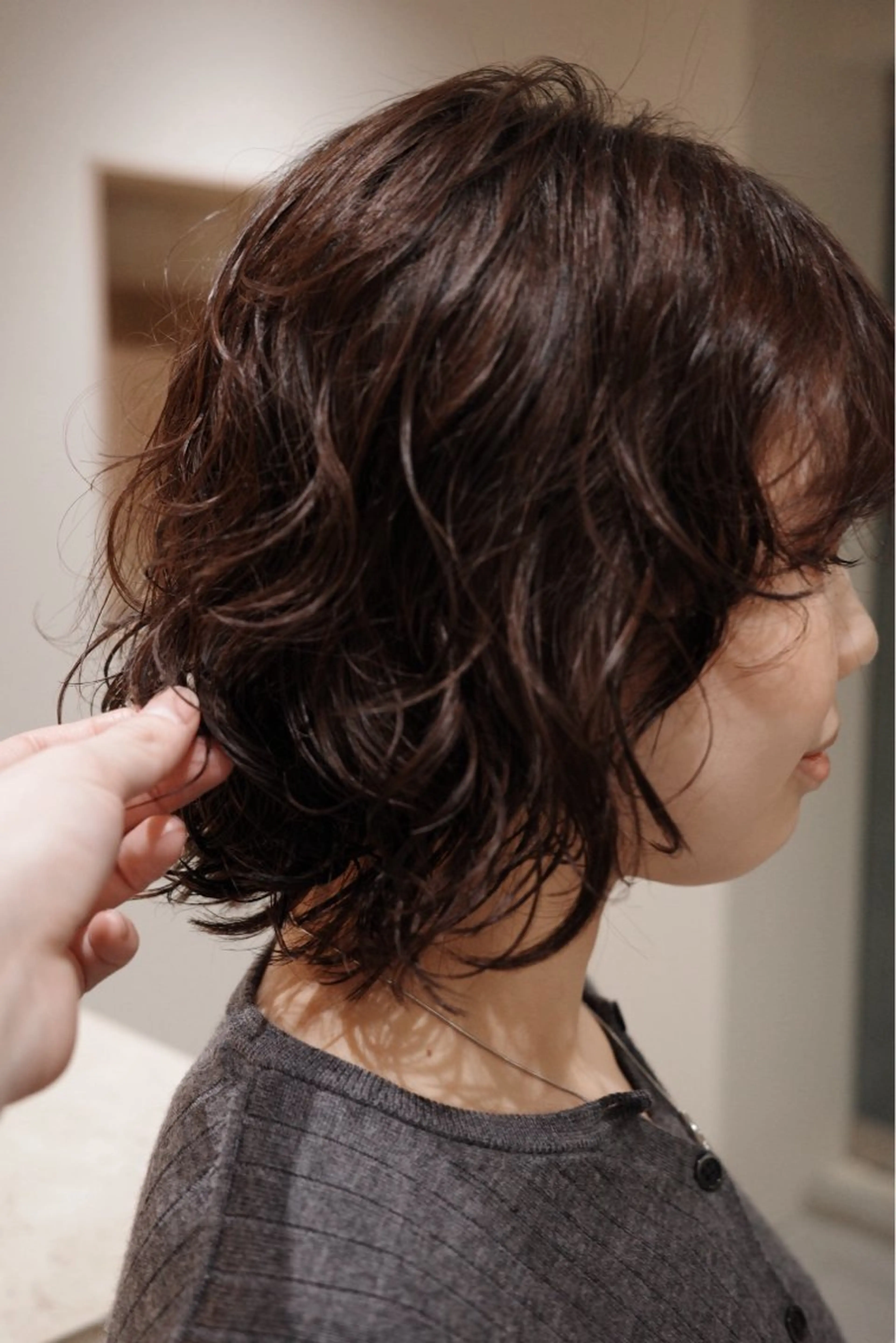 ミディアム パーマ HEIMER ミカド　サトル△のヘアスタイル