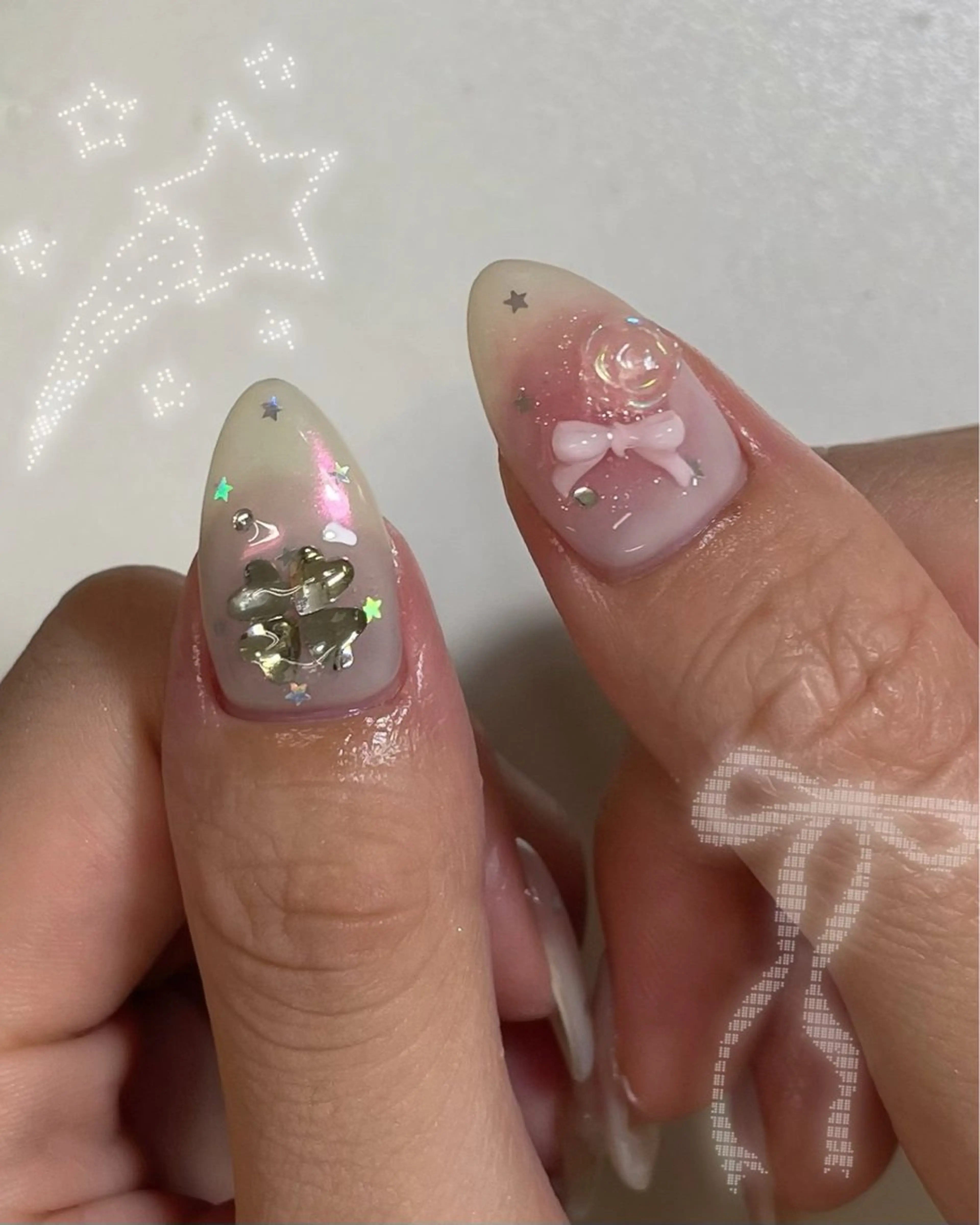 ネイル ハンドネイル MINAMI໒꒱ Y2K、韓国ガーリーのネイルデザイン