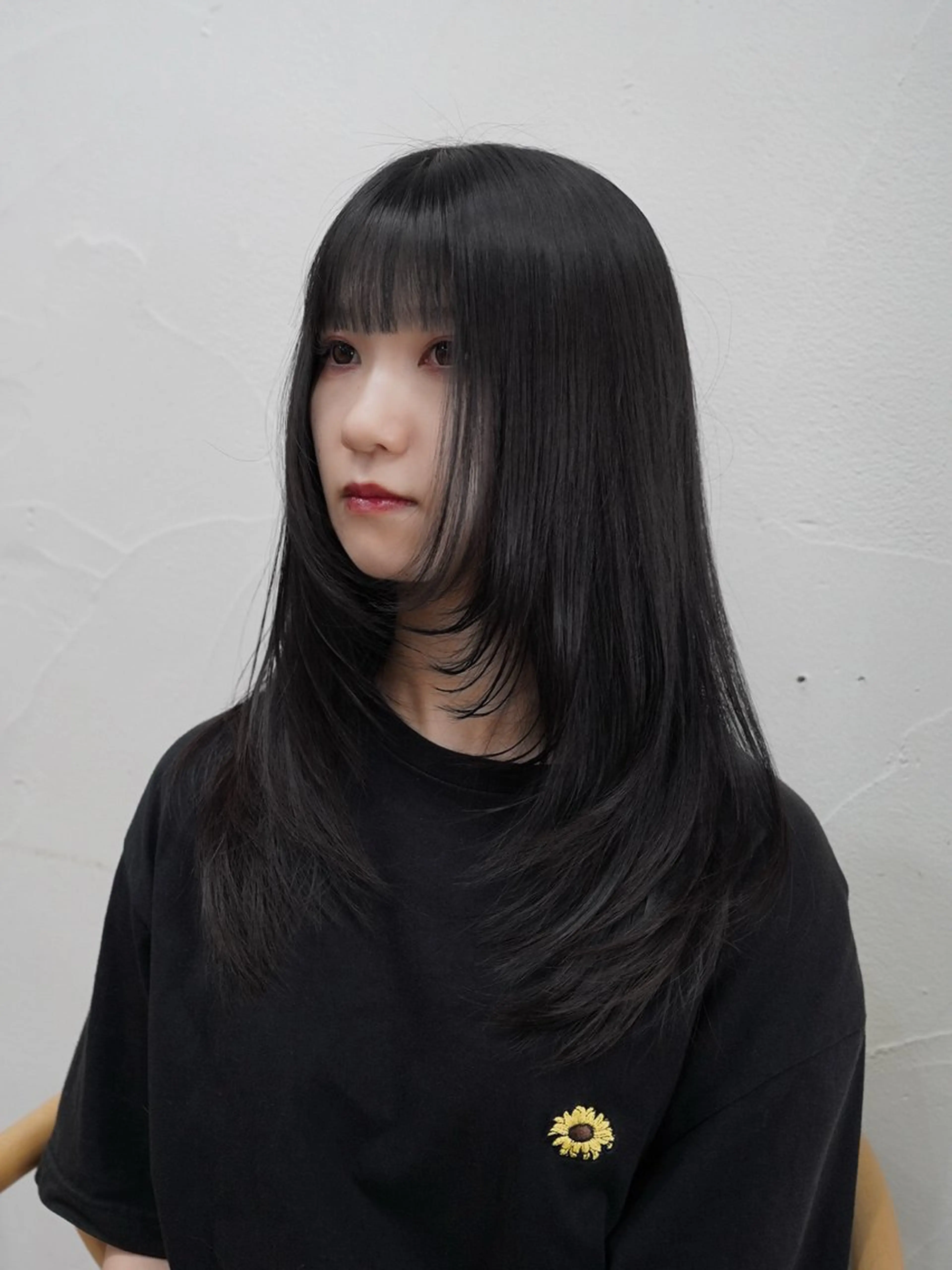 セミロング 顔まわりレイヤー レイヤーカット 小顔ショート/透明感 カラー/チサトのヘアスタイル