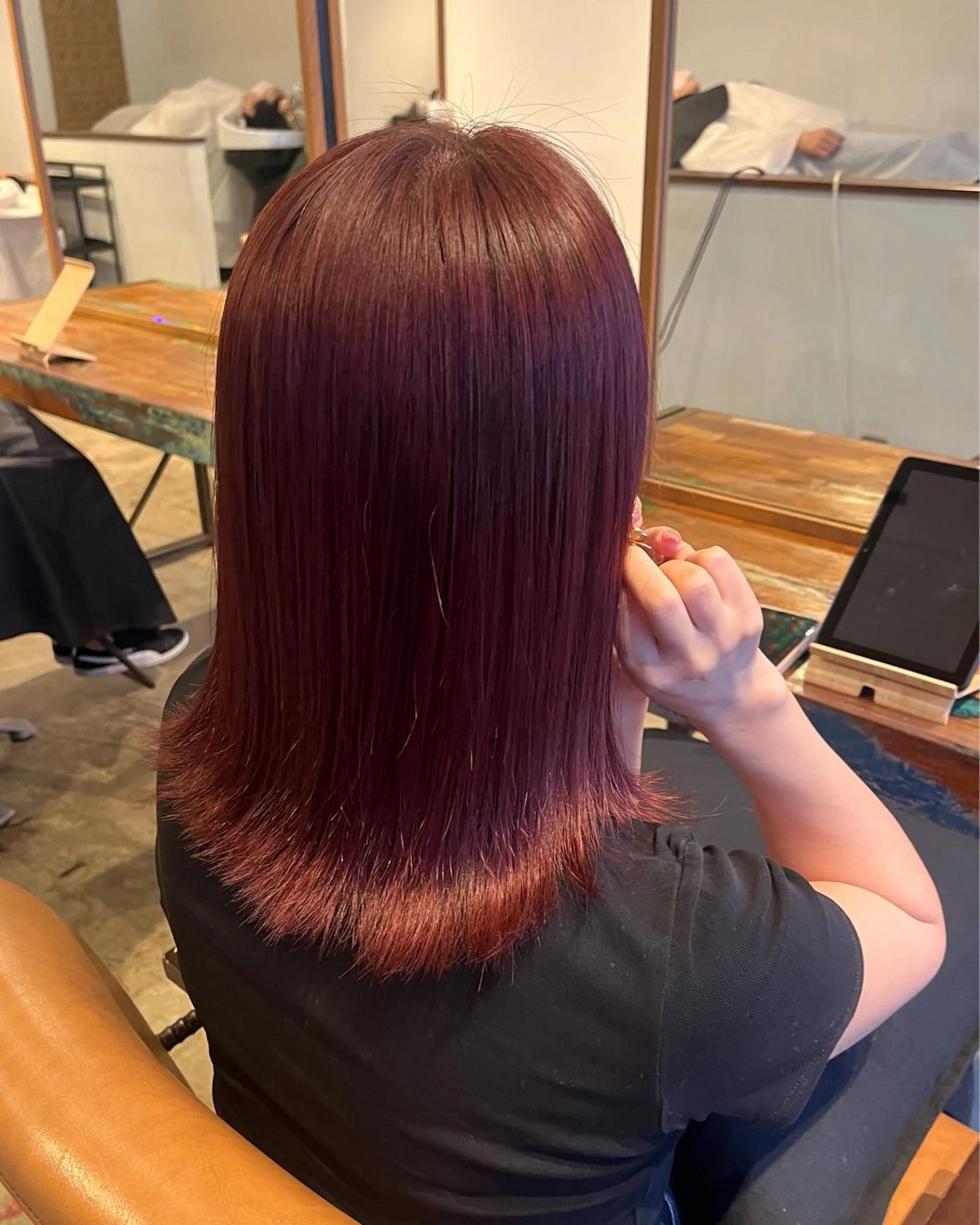 ミディアム カラー ピンクカラー レッドカラー カット ヘアカラー トリートメント china/ボブ /似合わせカラーのヘアスタイル