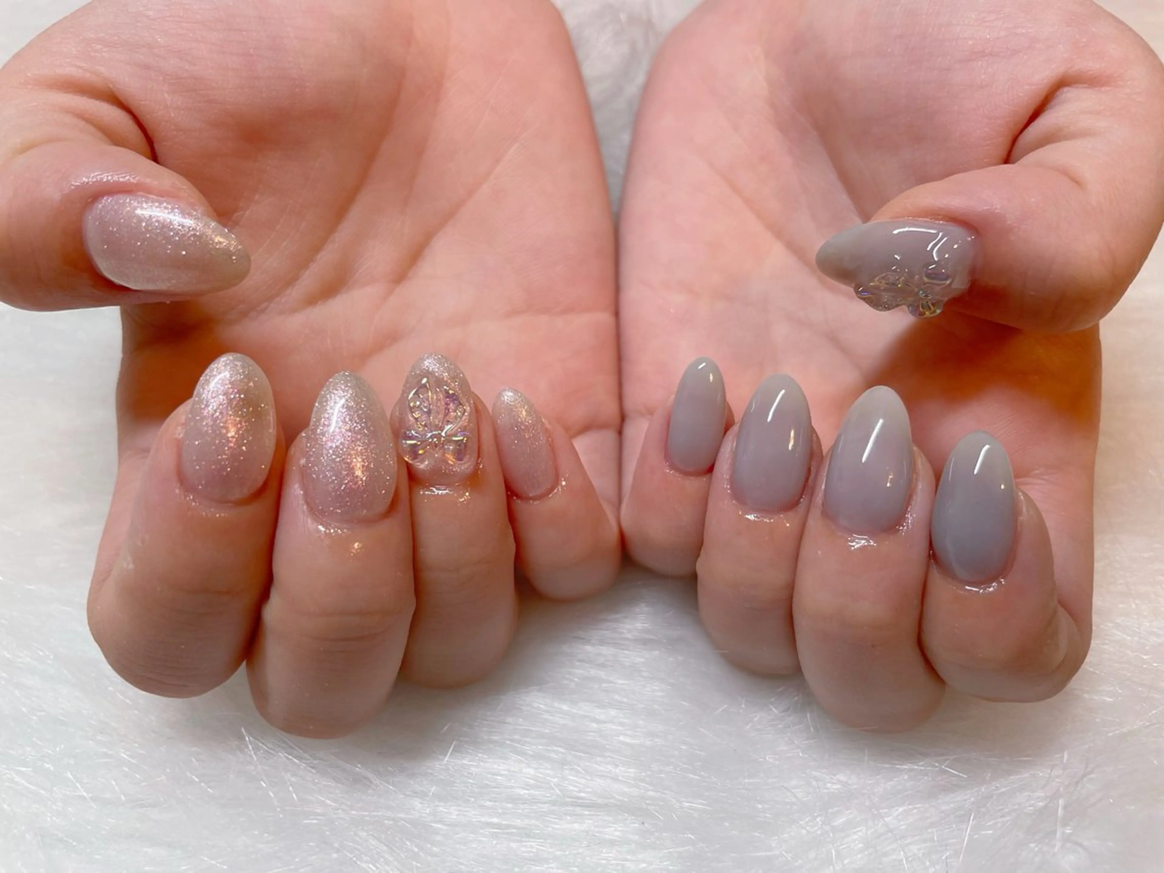 ネイル ラメ(グリッター) リボン ハンドネイル エン Nail salonのネイルデザイン