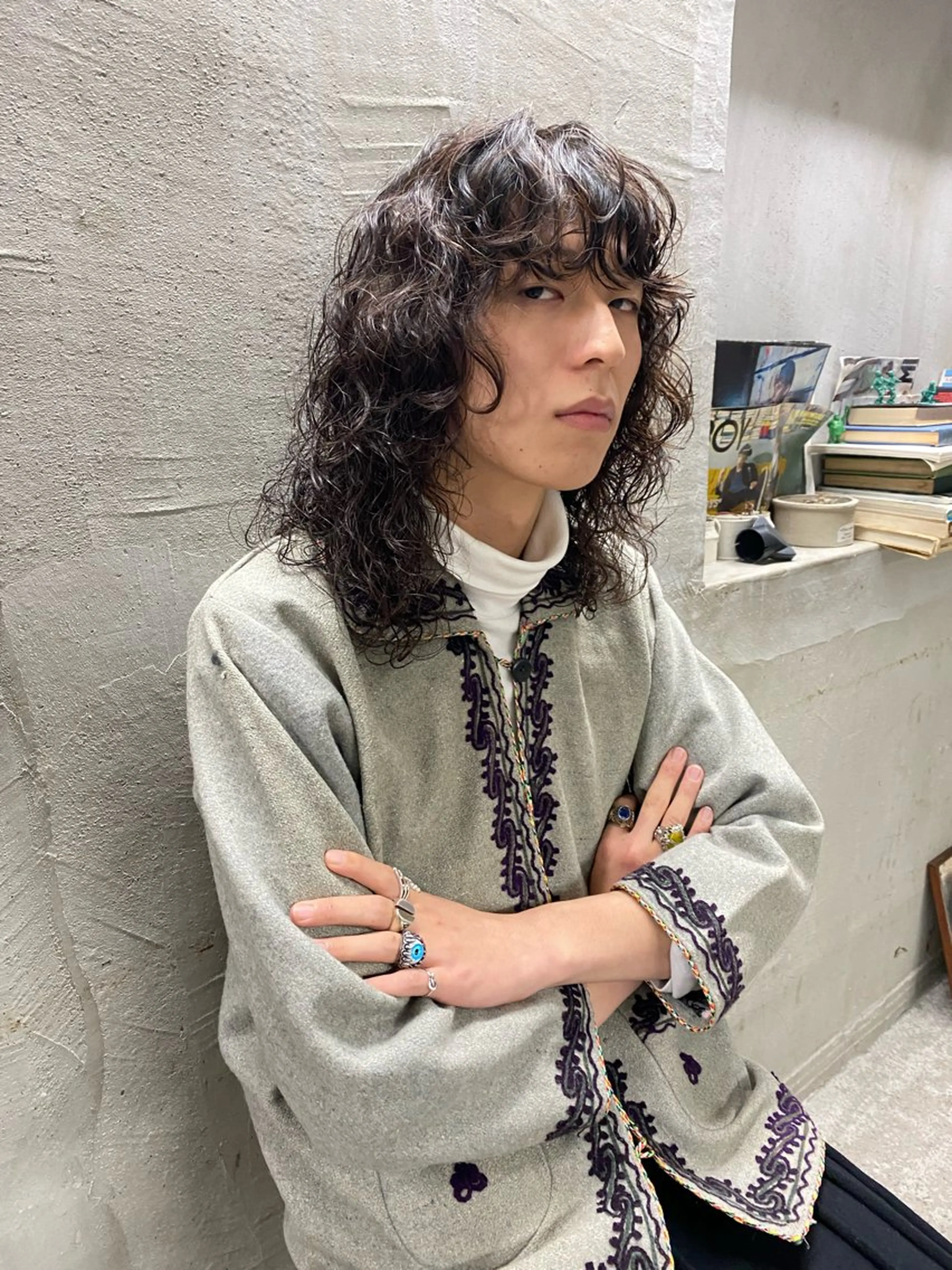 ロング パーマ メンズ メンズパーマ カット パーマ パーマ、髪質改善 カズマのヘアスタイル