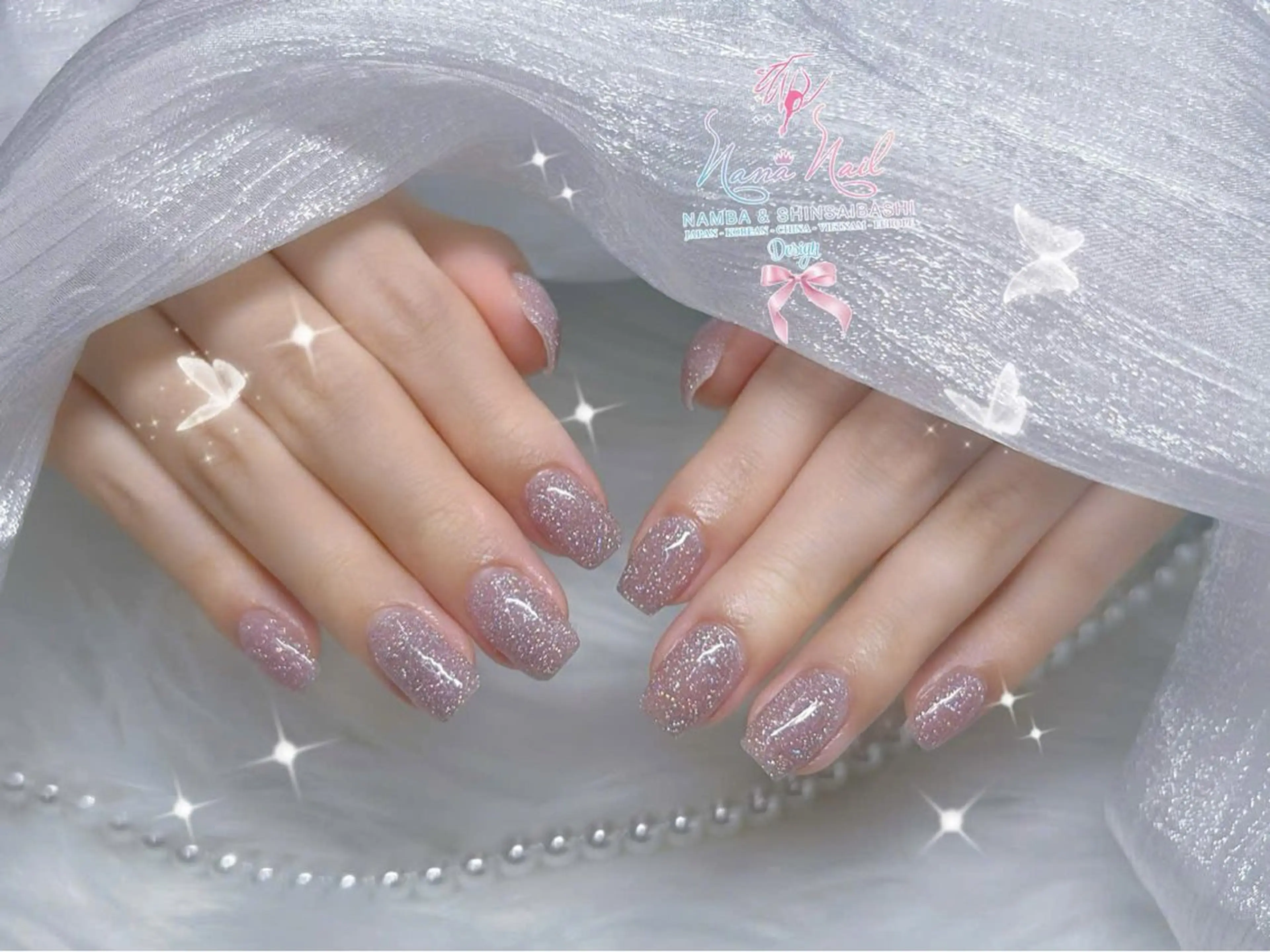 【ジェル】ワンカラーフラッシュネイル・キラメキネイル◆¥8500→¥6950オフ無料の写真