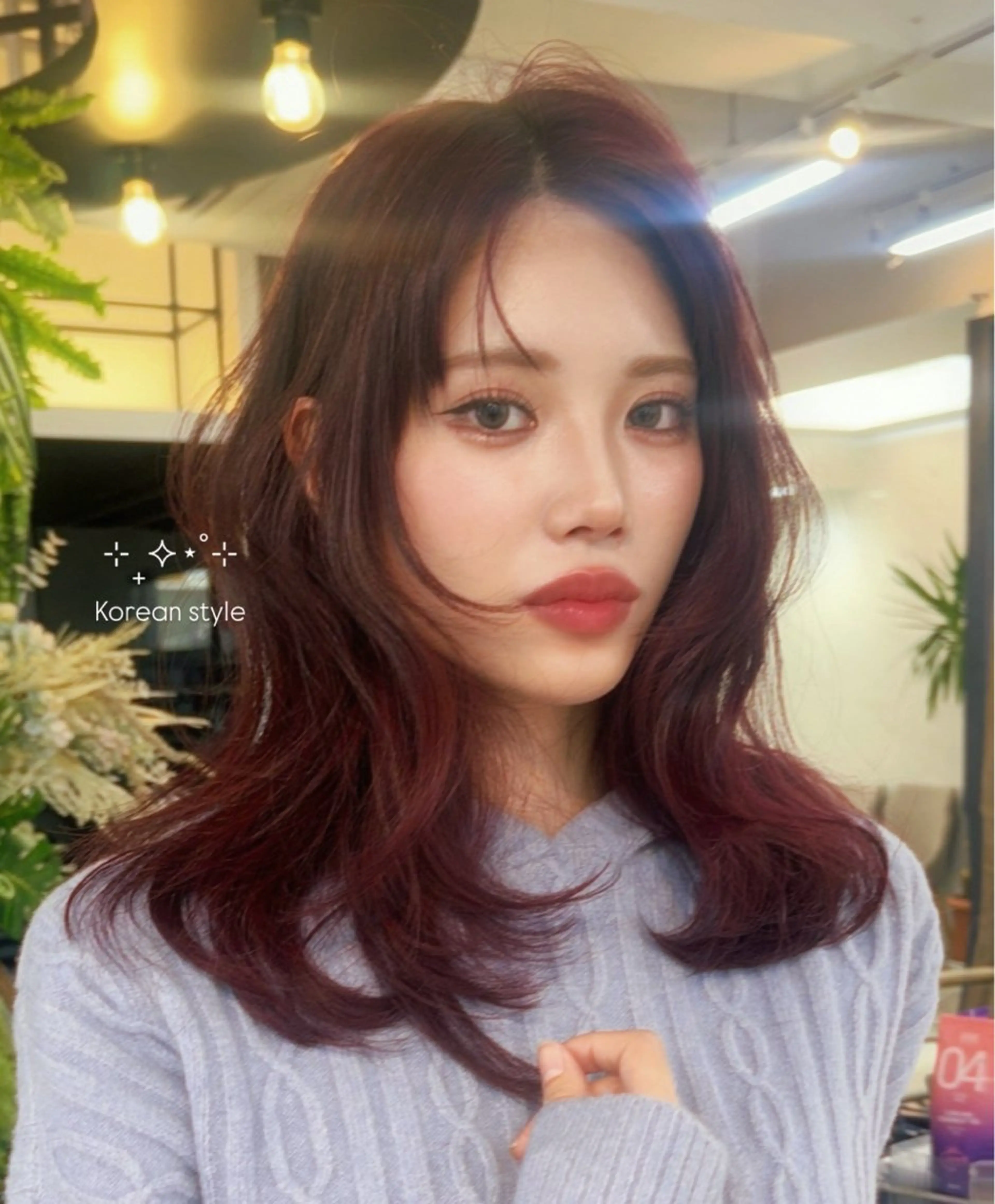 セミロング カラー レッドカラー レイヤーカット Pocket仙台 💚モエリのヘアスタイル