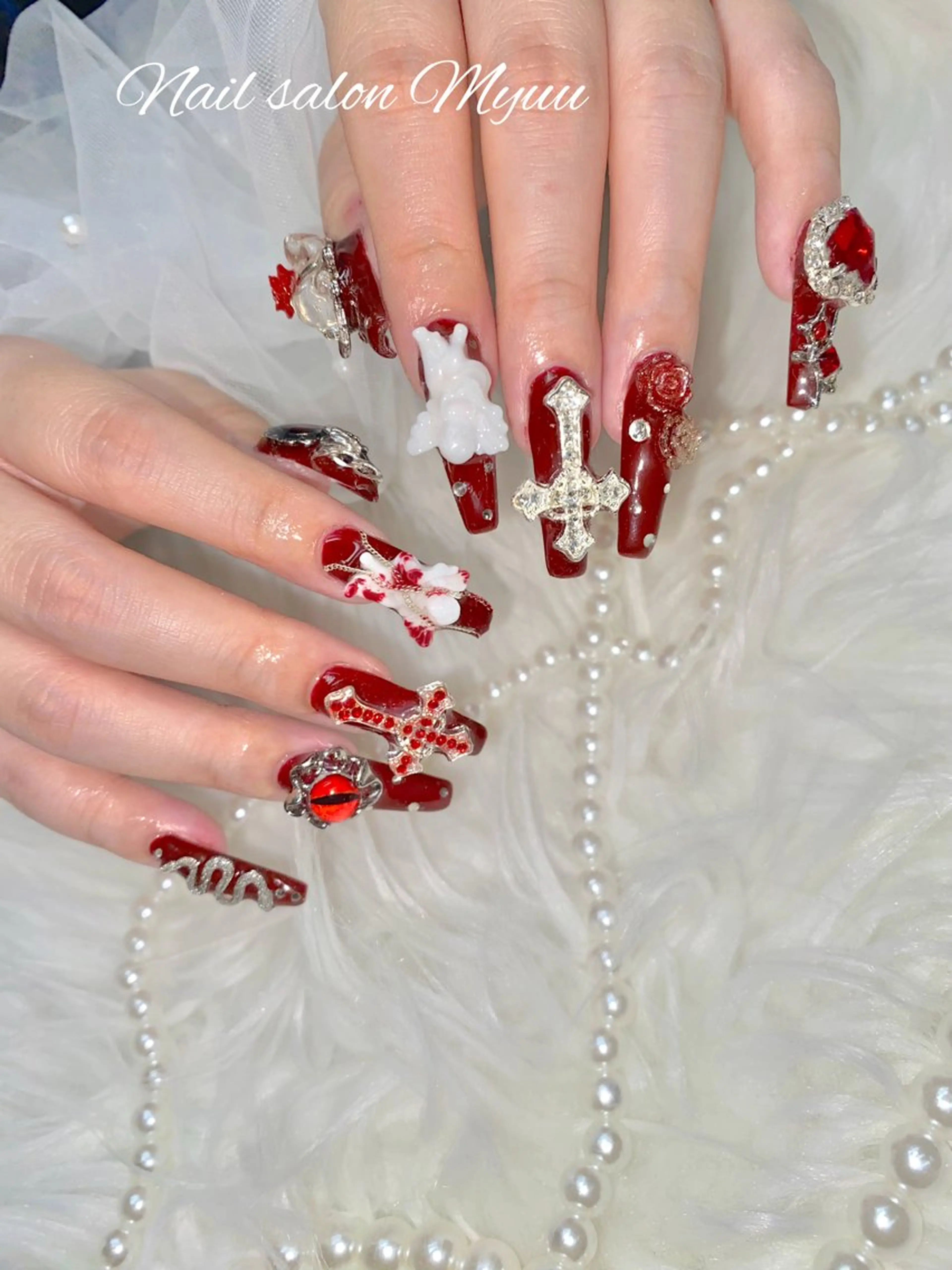 ネイル ロングネイル 持ち込み スカルプネイル ネイルチップ ハンドネイル Nailsalon Myuu笠原のネイルデザイン