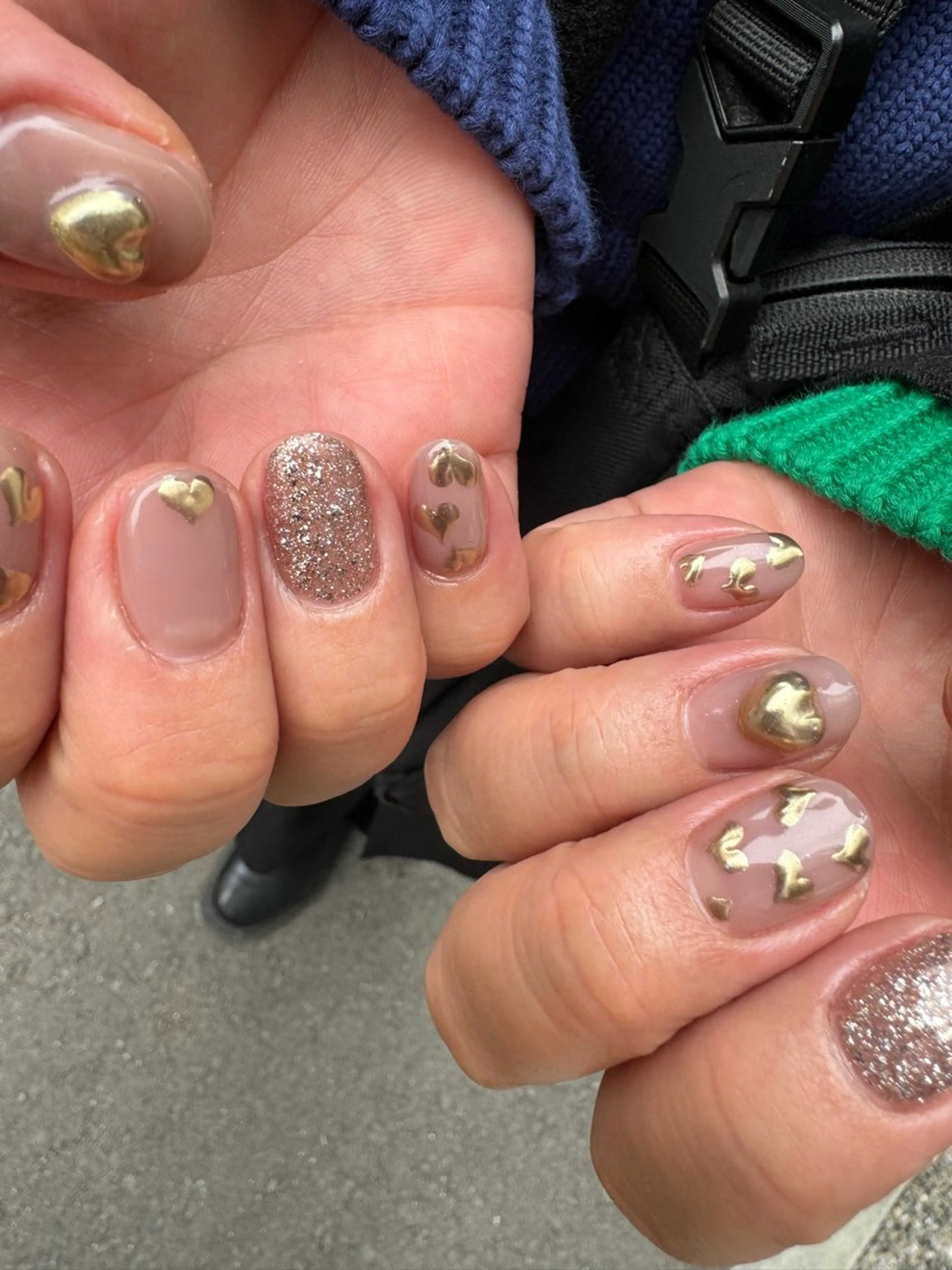 ネイル アートネイル フレンチネイル ハート 韓国ネイル マグネットネイル MH_ Nailのネイルデザイン