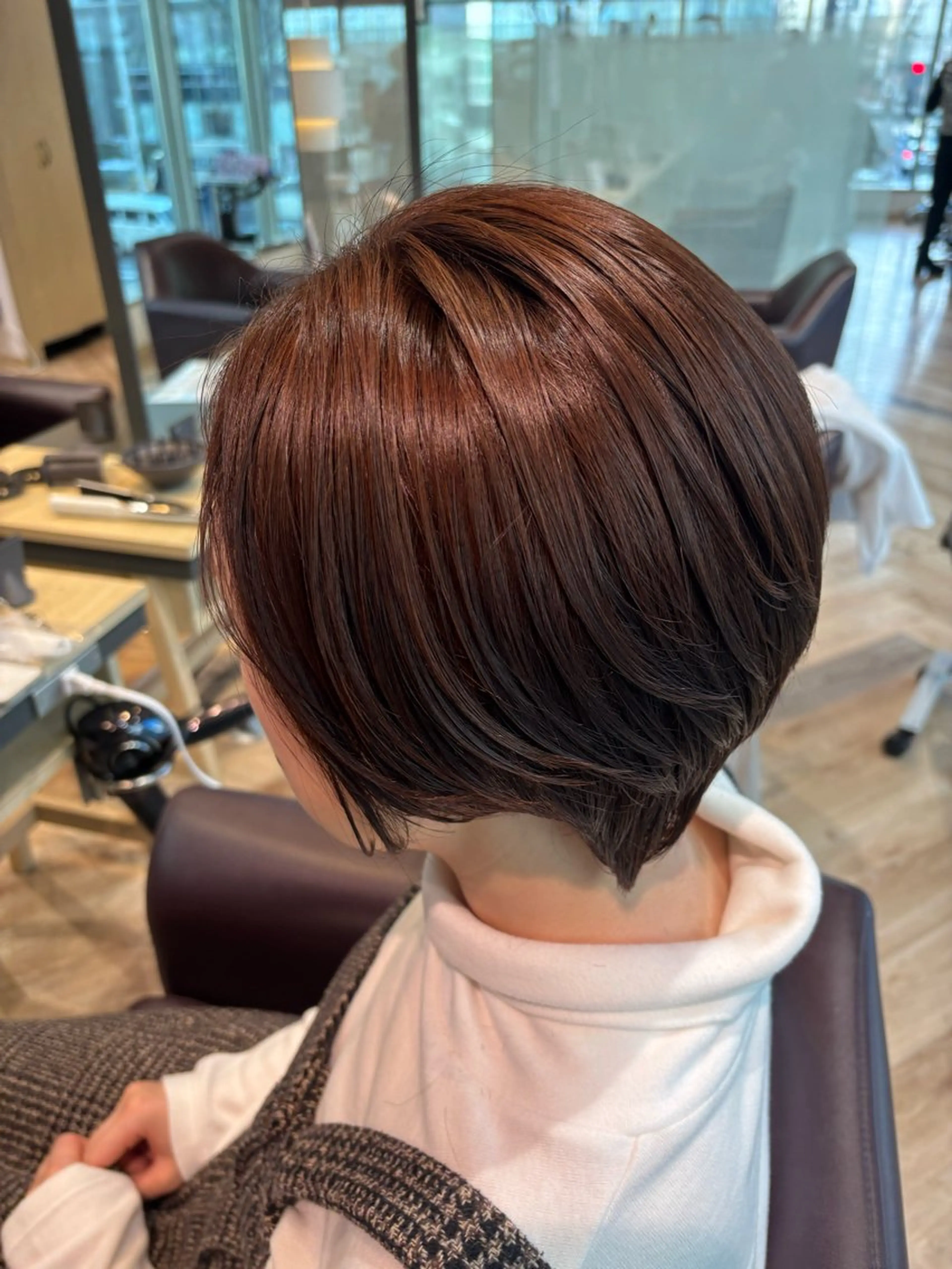 ショート オレンジブラウン カット ヘアカラー ゆい/パーマ/レイヤ ー/似合わせカラーのヘアスタイル