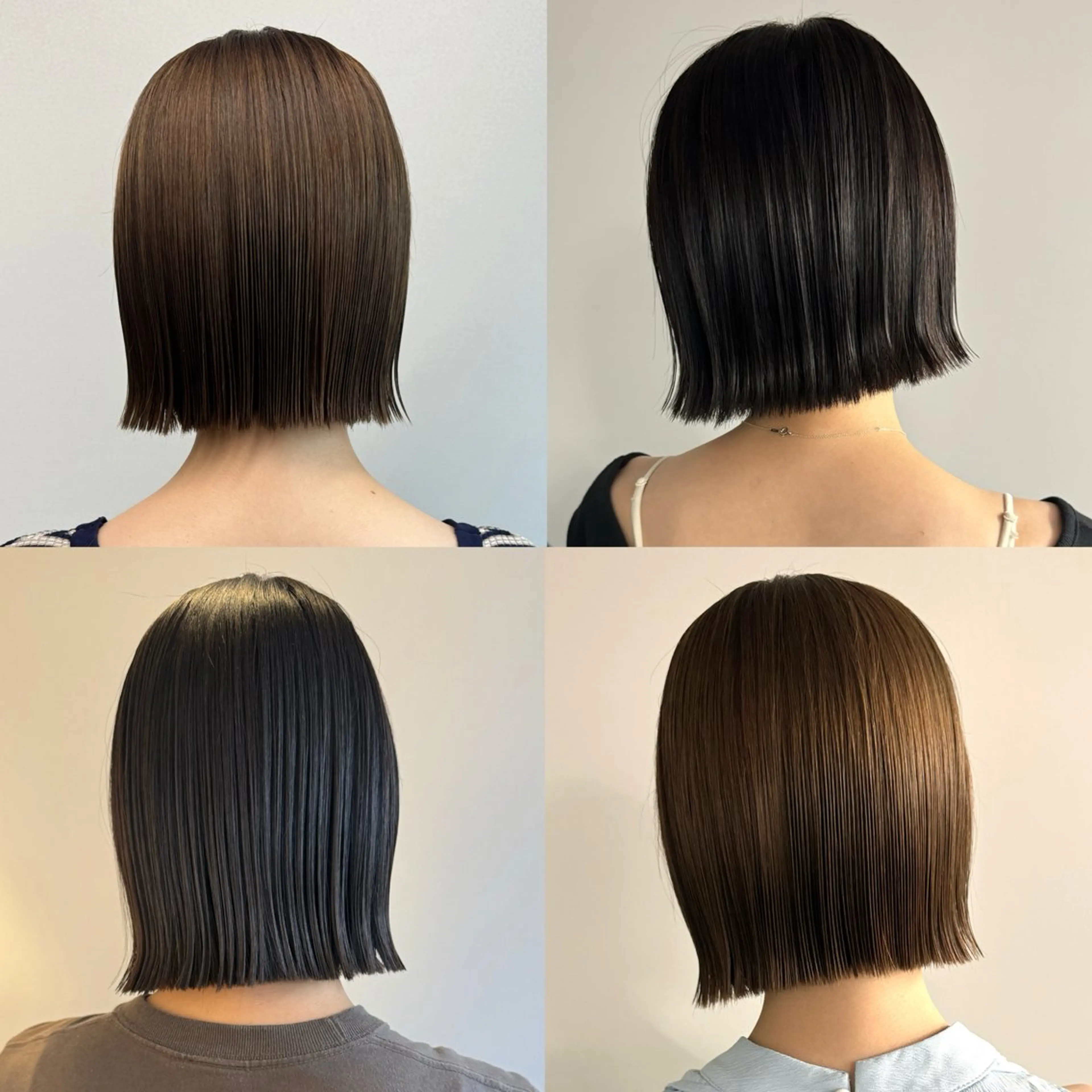 ショート カラー カット ヘアカラー トリートメント 切りっぱなしボブ レイヤー/縮毛矯正のヘアスタイル