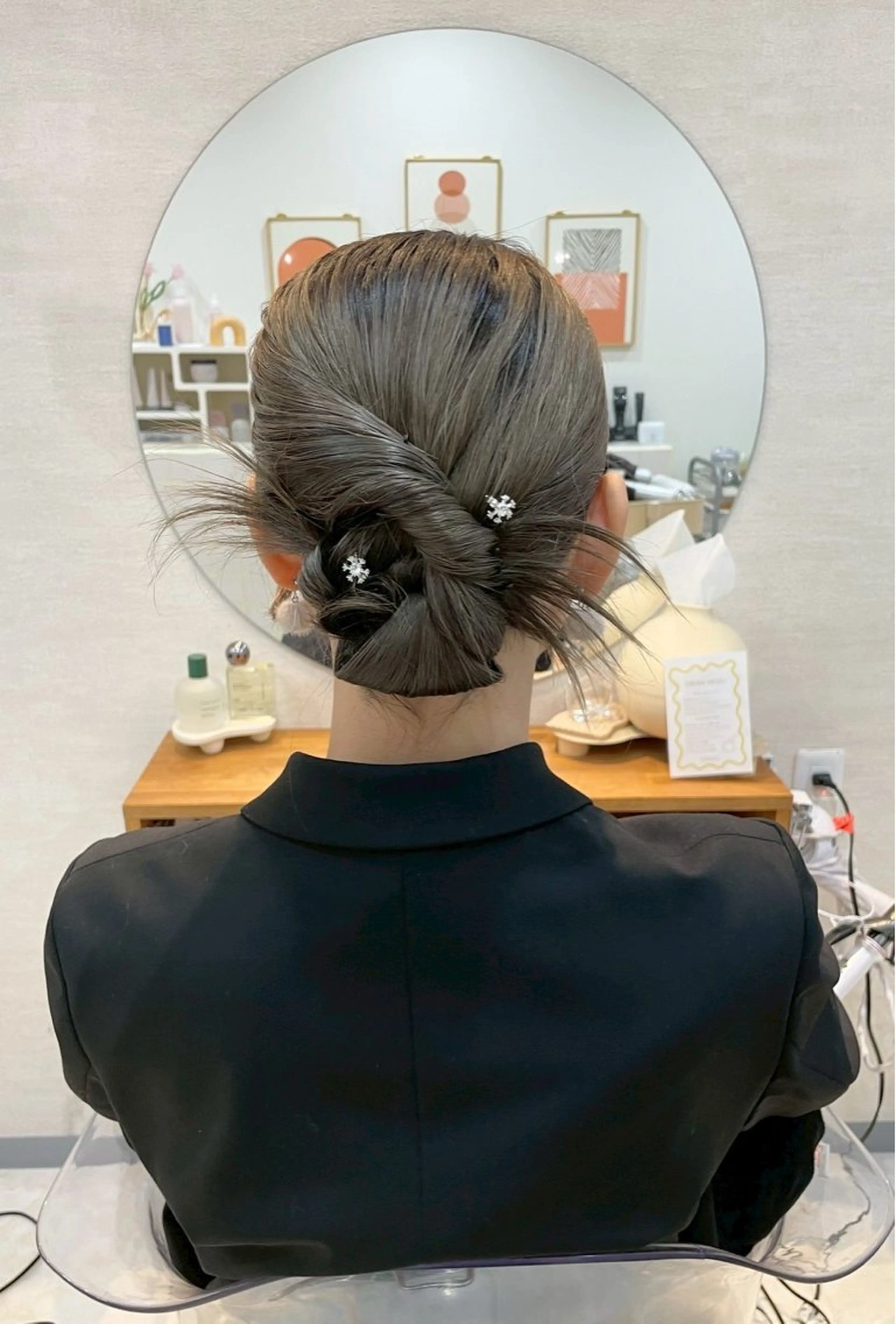 ミディアム お呼ばれヘア/セット /ヘアアレンジ/れいのヘアスタイル