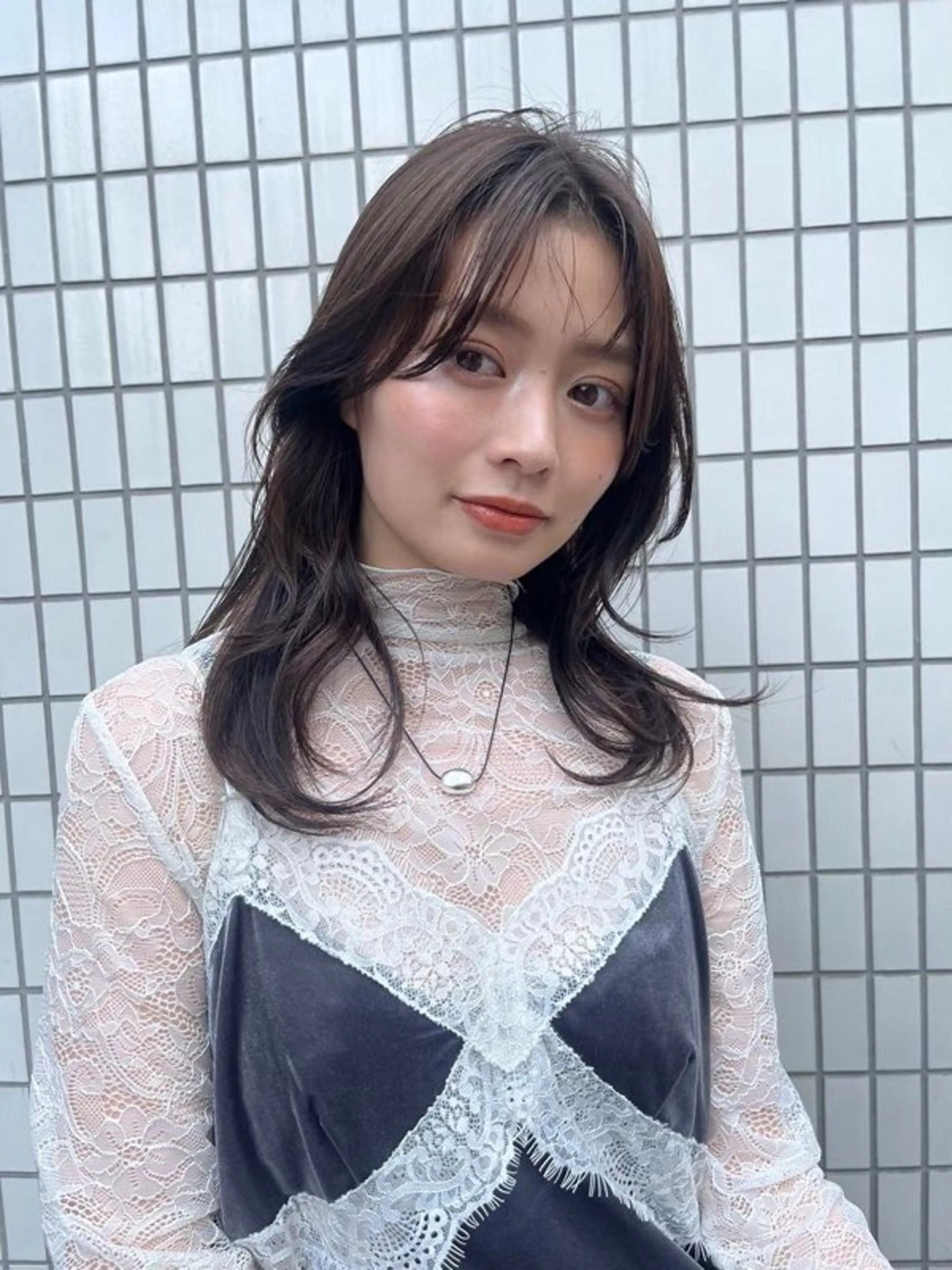 ミディアム ヘアカラー タジリ アヤセのヘアスタイル