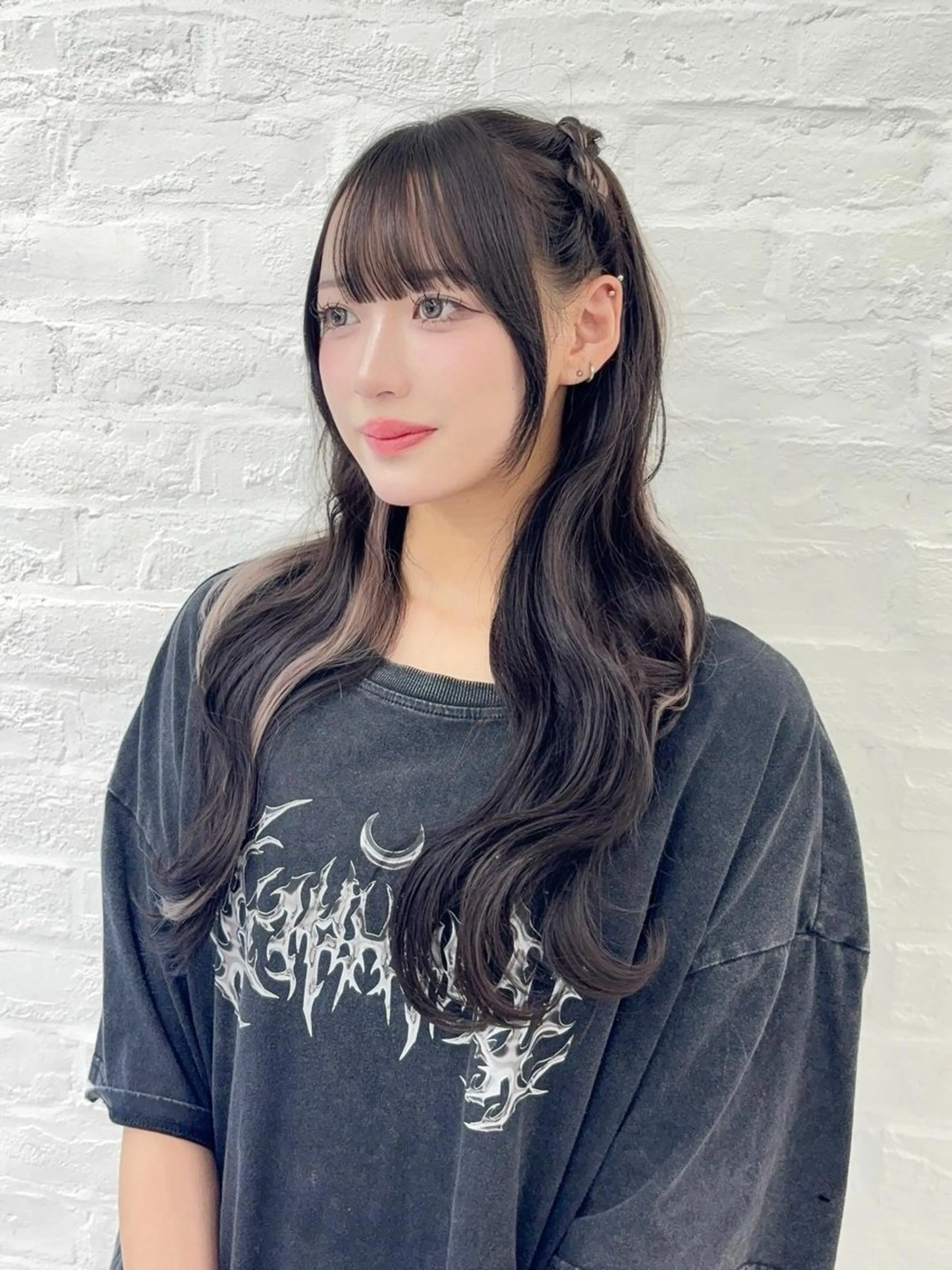 ロング ヘアアレンジ カット ヘアカラー トリートメント 韓国ヘア/レイヤー/ 顔まわり足立遥奈のヘアスタイル