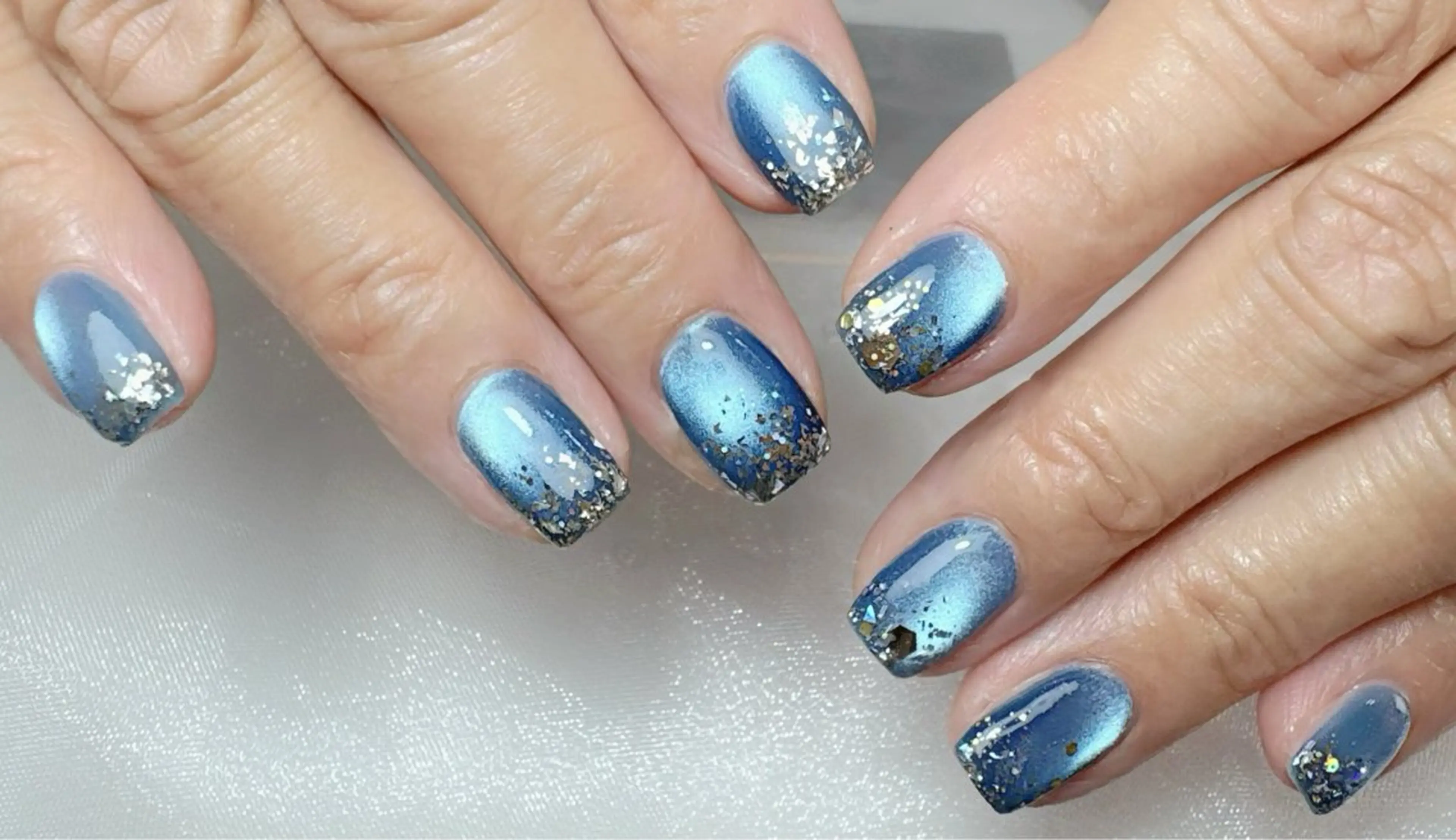 ネイル ブルー フットネイル キラキラネイル ラメ(グリッター) シンプルネイル Kirakira Nail salonのネイルデザイン