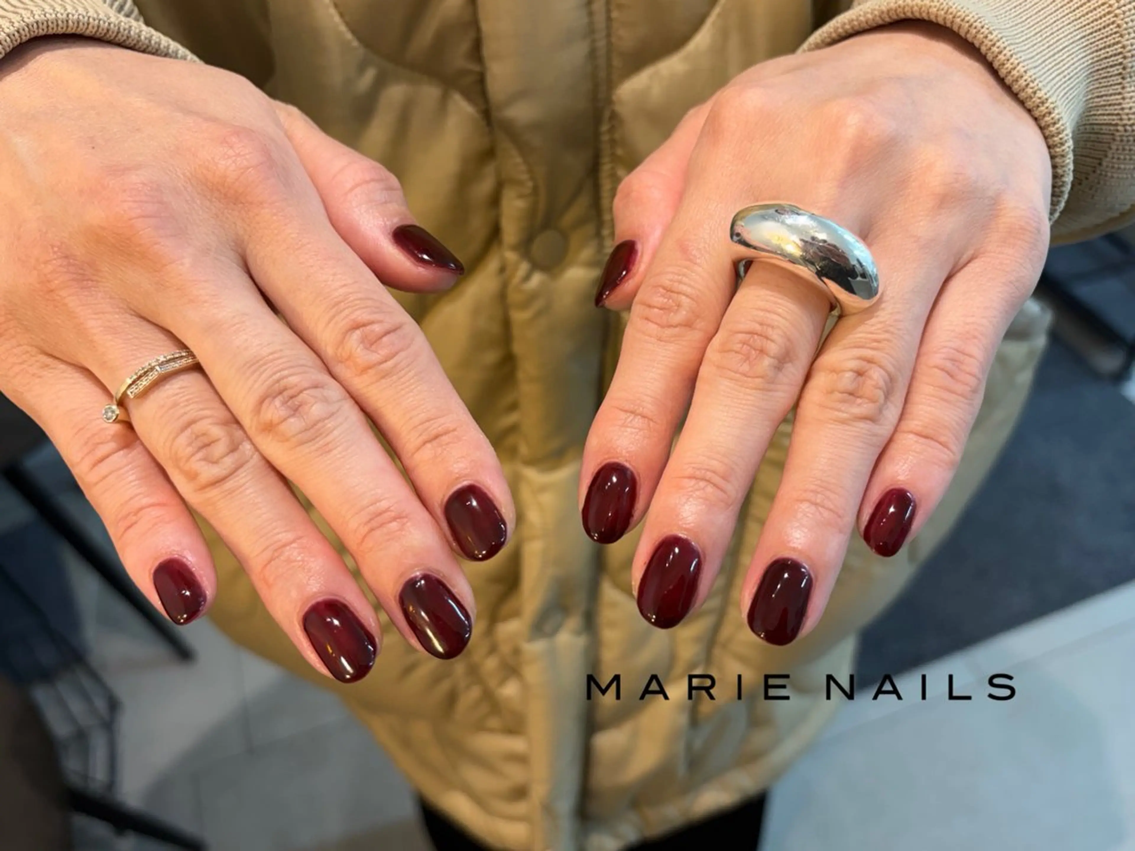 ネイル ボルドー ワンカラーネイル ハンドネイル MARIENAILS Miyabiのネイルデザイン