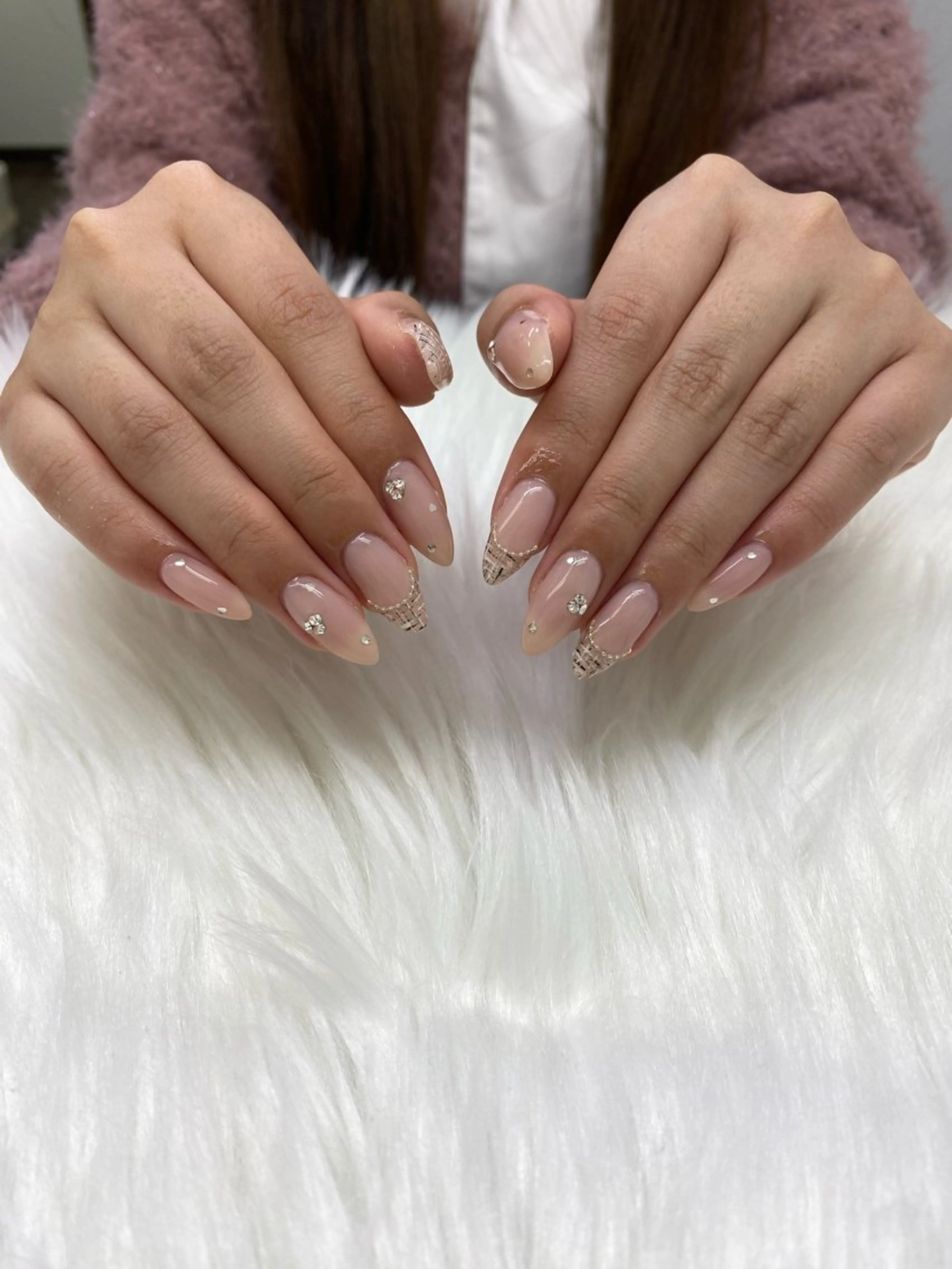 ネイル 韓国ネイル シンプルネイル ツイードネイル ワンホンネイル ハンドネイル nailsalon enjuのネイルデザイン