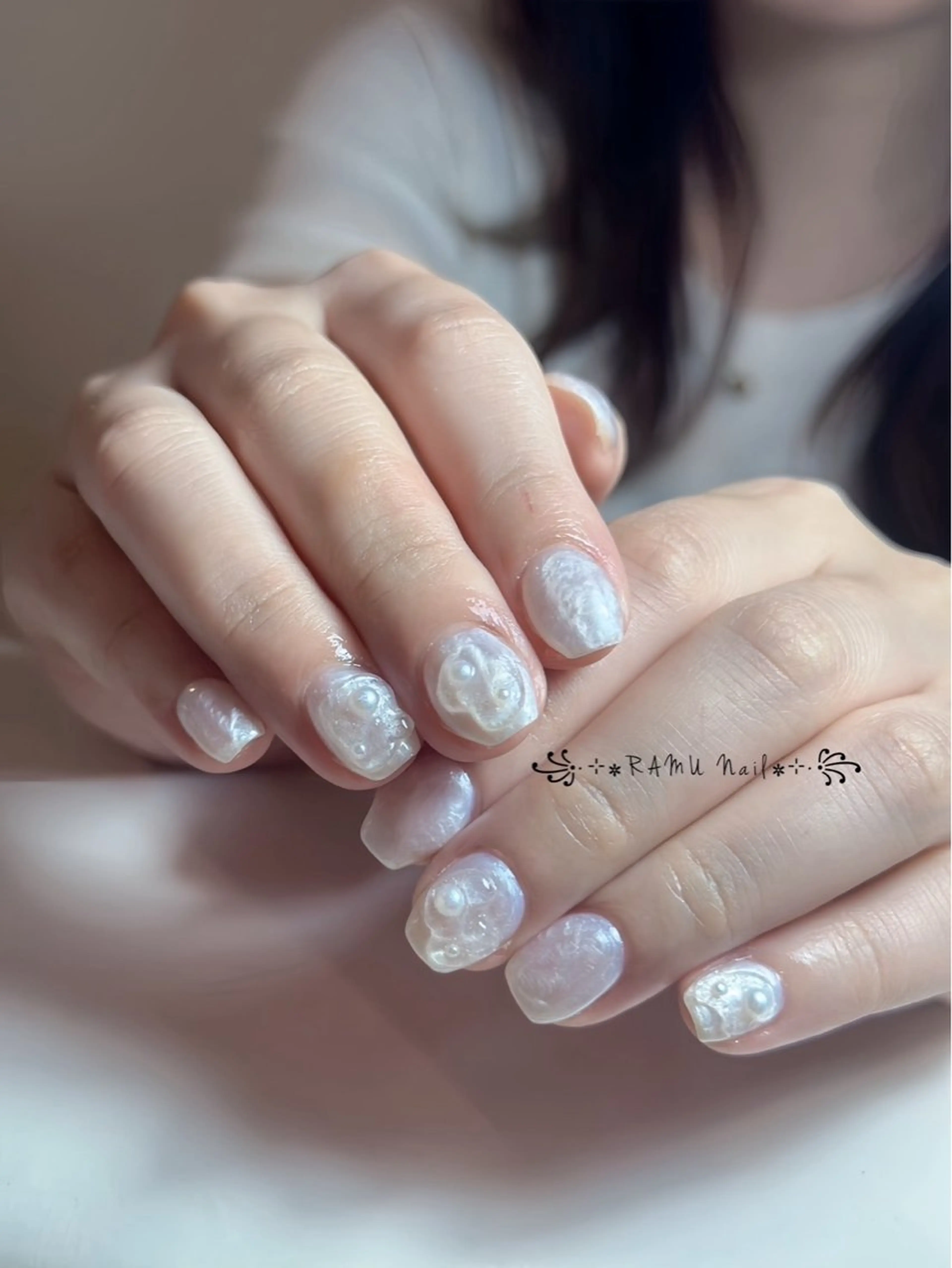 ネイル キラキラネイル マグネットネイル ミラーネイル ピンク 夏ネイル ハンドネイル RAMU Nail 恵比寿店のネイルデザイン