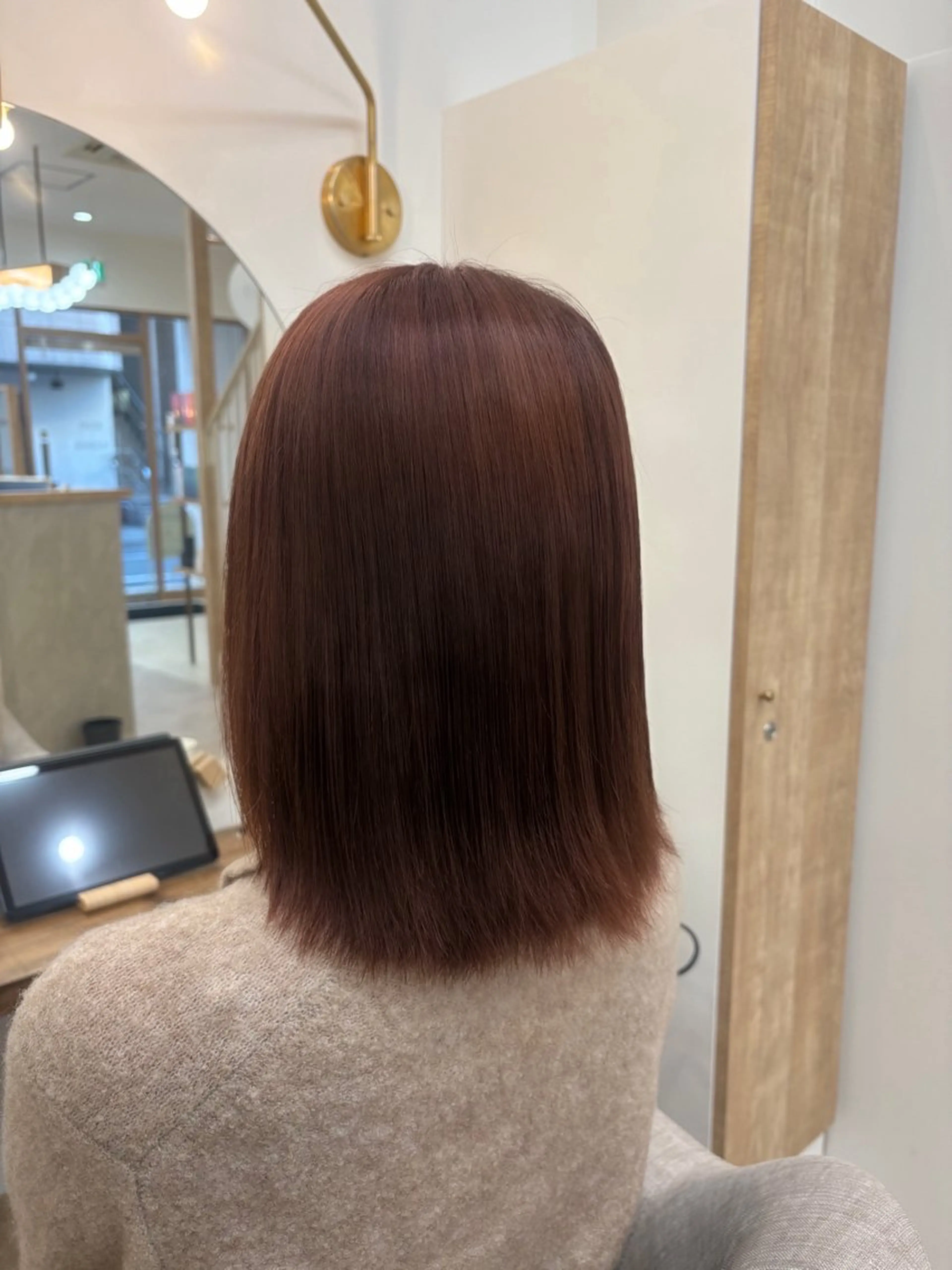 ミディアム カラー ブラウンカラー ピンクカラー ピンクブラウン Haruka ハルカのヘアスタイル