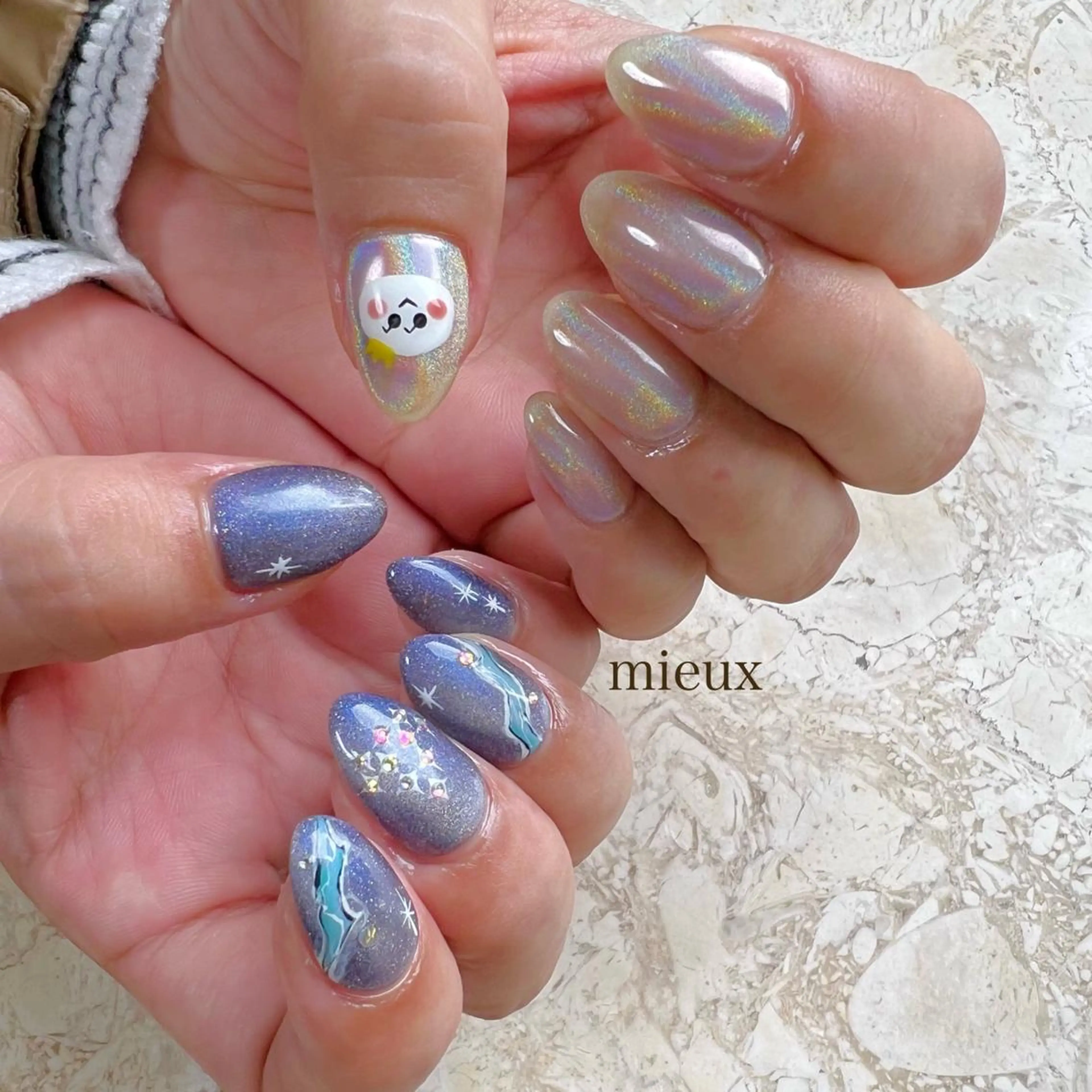 ネイル アートネイル ジェルネイル 韓国ネイル 持ち込み ニュアンスネイル ハンドネイル フットネイル nail salon mieux(ミュー)のマツエク・マツパデザイン