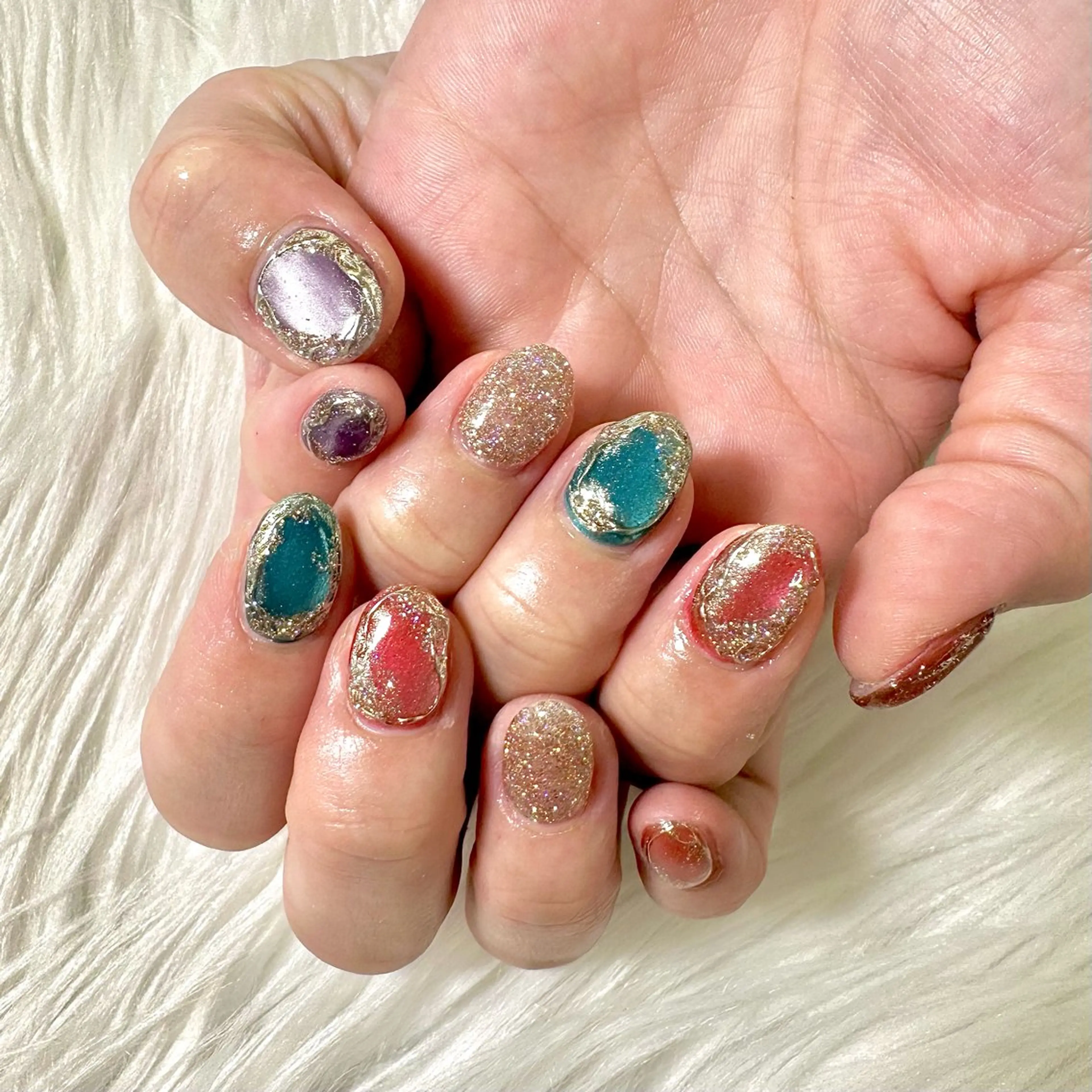 ネイル キラキラネイル ラメ(グリッター) マグネットネイル ミラーネイル ハンドネイル Heartnail Hino Reinaのネイルデザイン