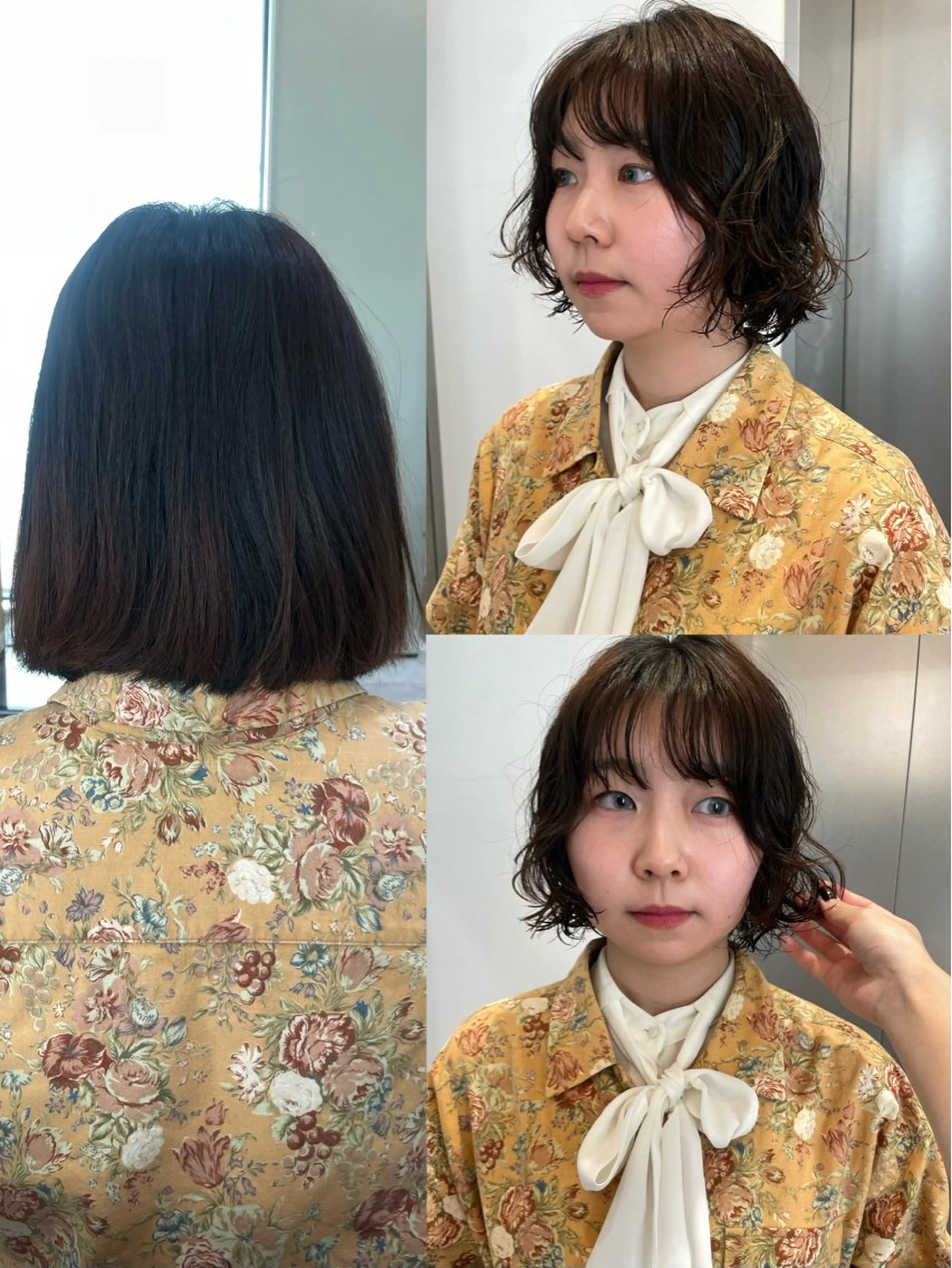 ショート パーマ ボブ ニュアンスパーマ カット パーマ 抜け感ボブ×パーマ ｜kazaneのヘアスタイル