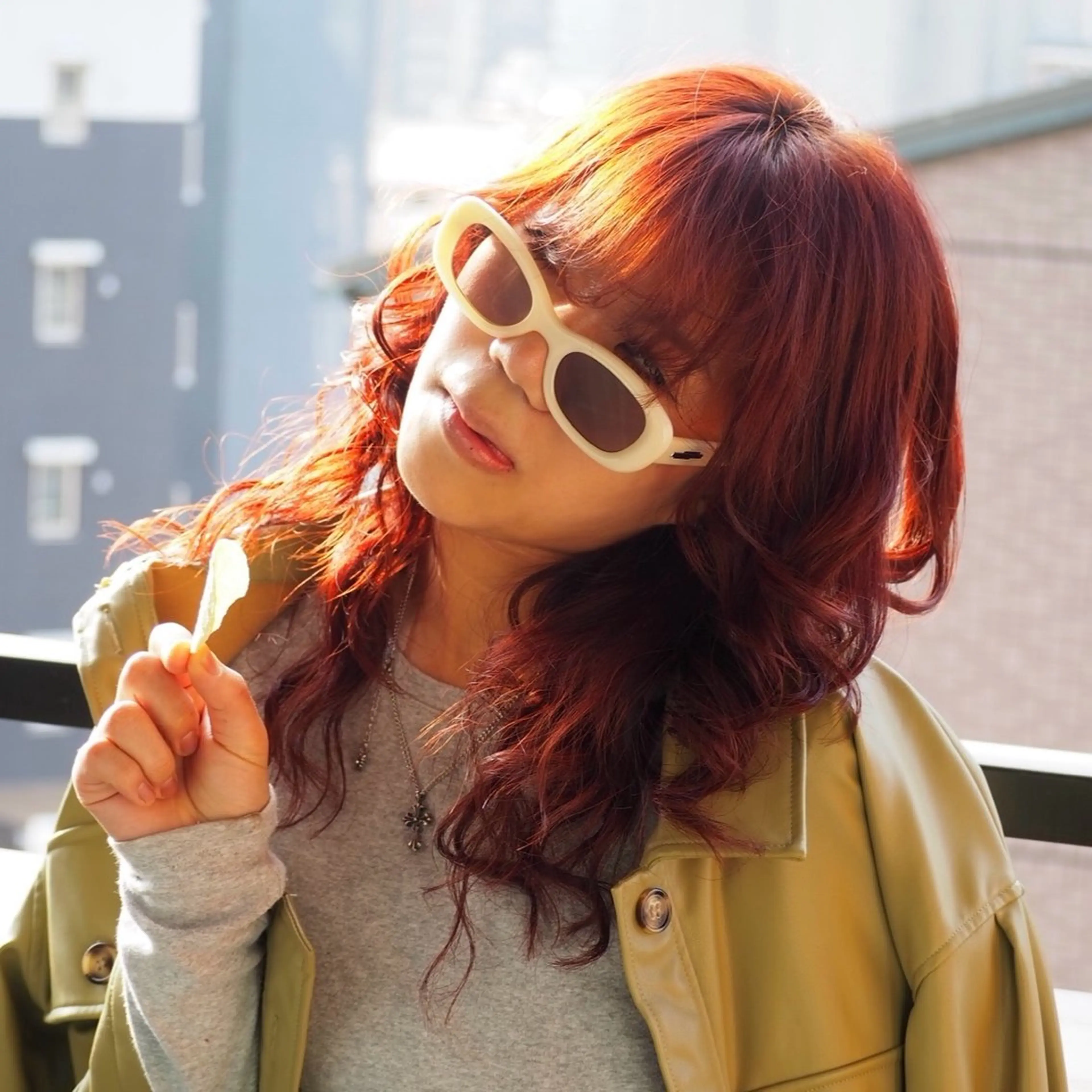 ロング カラー レッドカラー ヘアカラー なりた るいのヘアスタイル