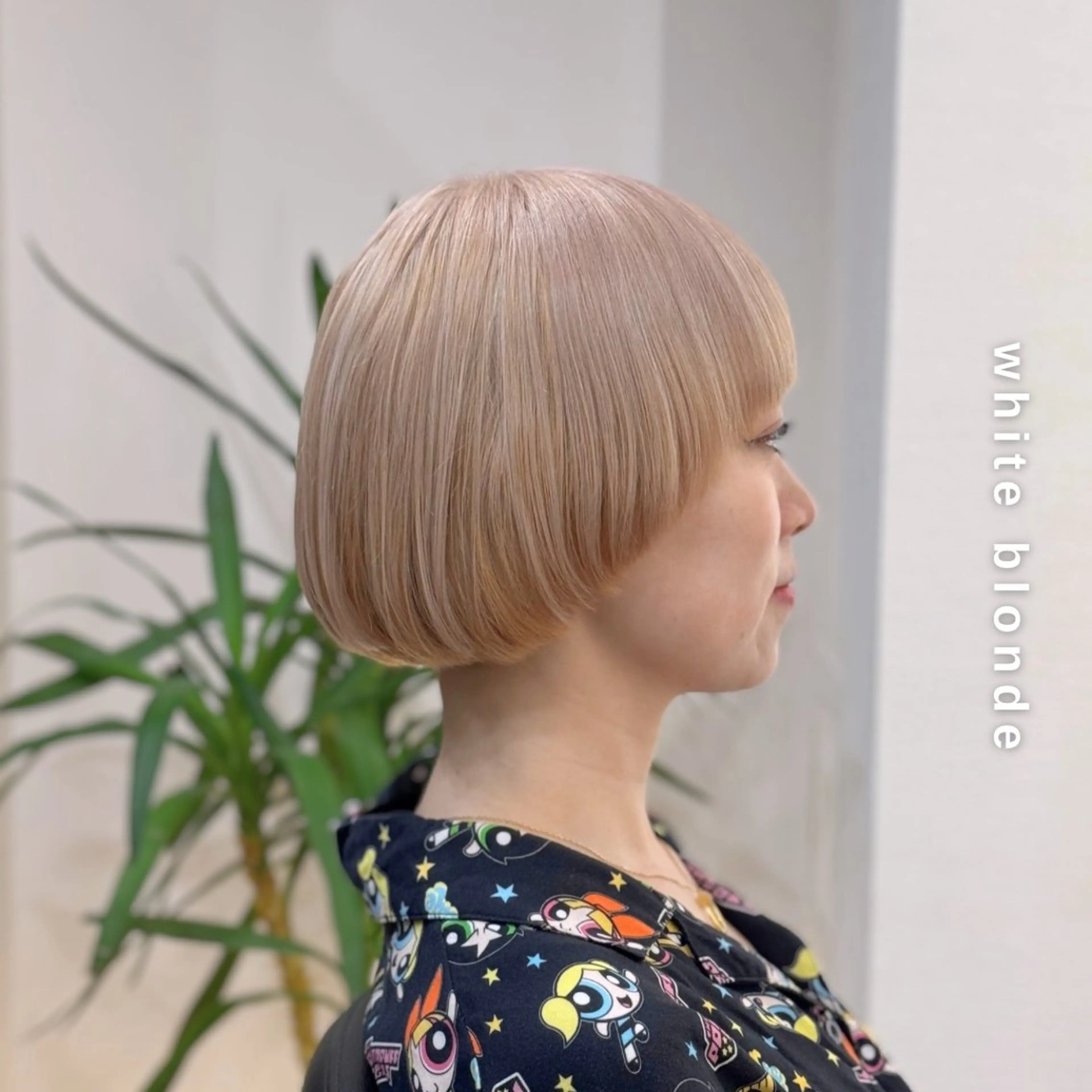 ショート カラー ブリーチ ブロンド ハイトーンカラー ホワイトブロンド ヘアカラー トリートメント ヘアセット しんのすけ /モデルさん募集中のヘアスタイル