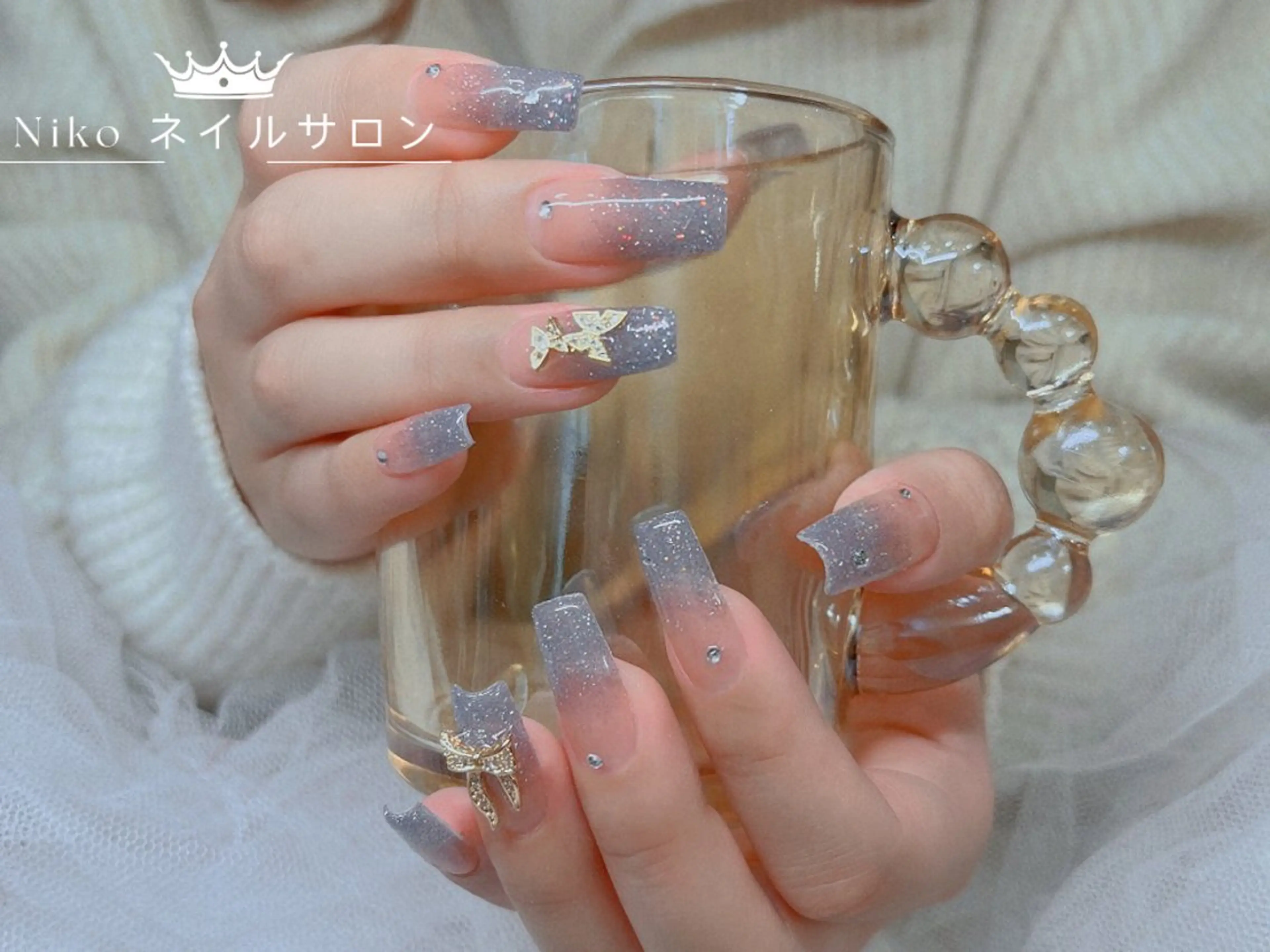 ネイル 長さ出し フットネイル フレンチネイル ジェルネイル 韓国ネイル ハンドネイル Niko nailサロンのネイルデザイン