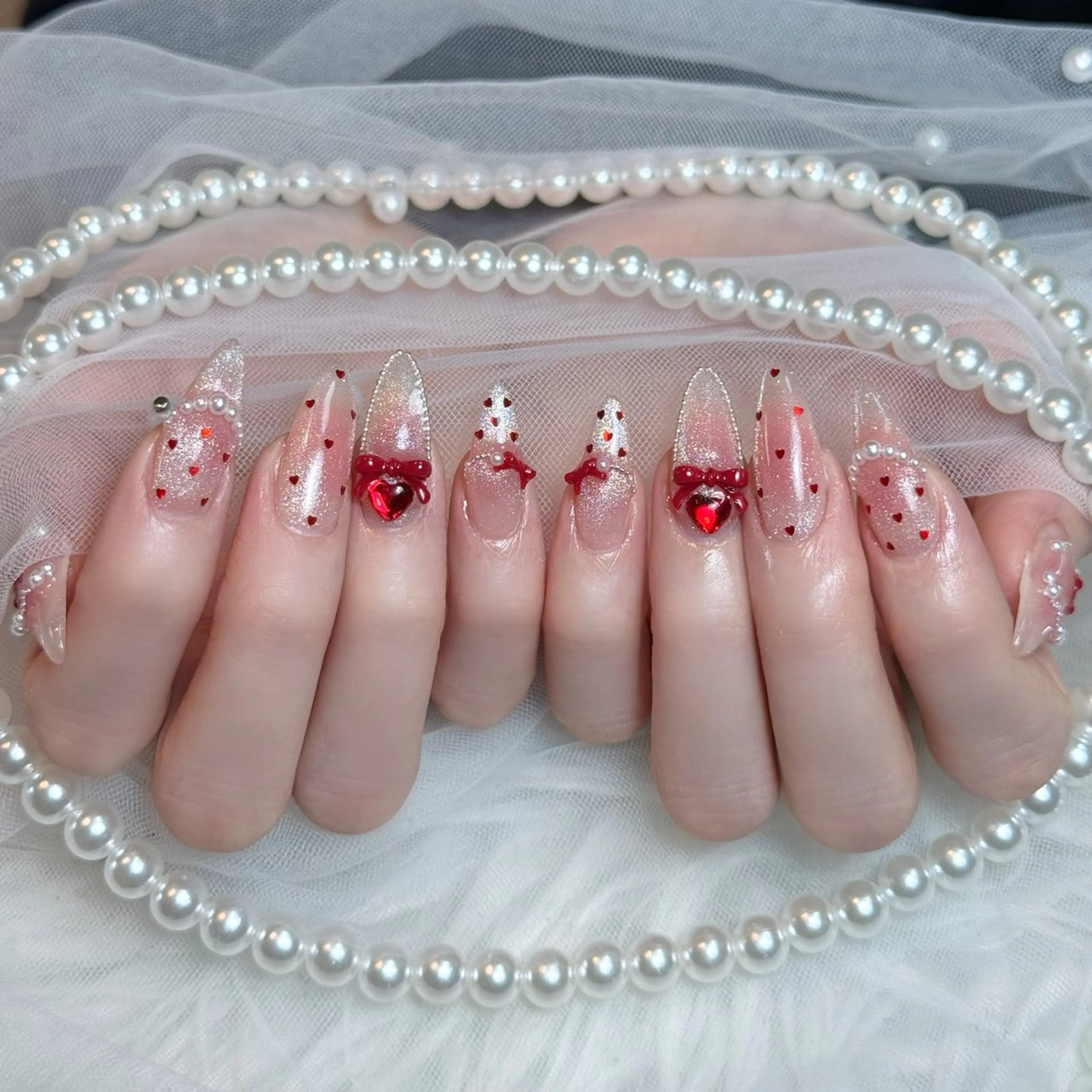 ネイル オーロラネイル ボルドー ブラウン 氷ネイル・うるうるネイル キラキラネイル Julli NailStudioのネイルデザイン