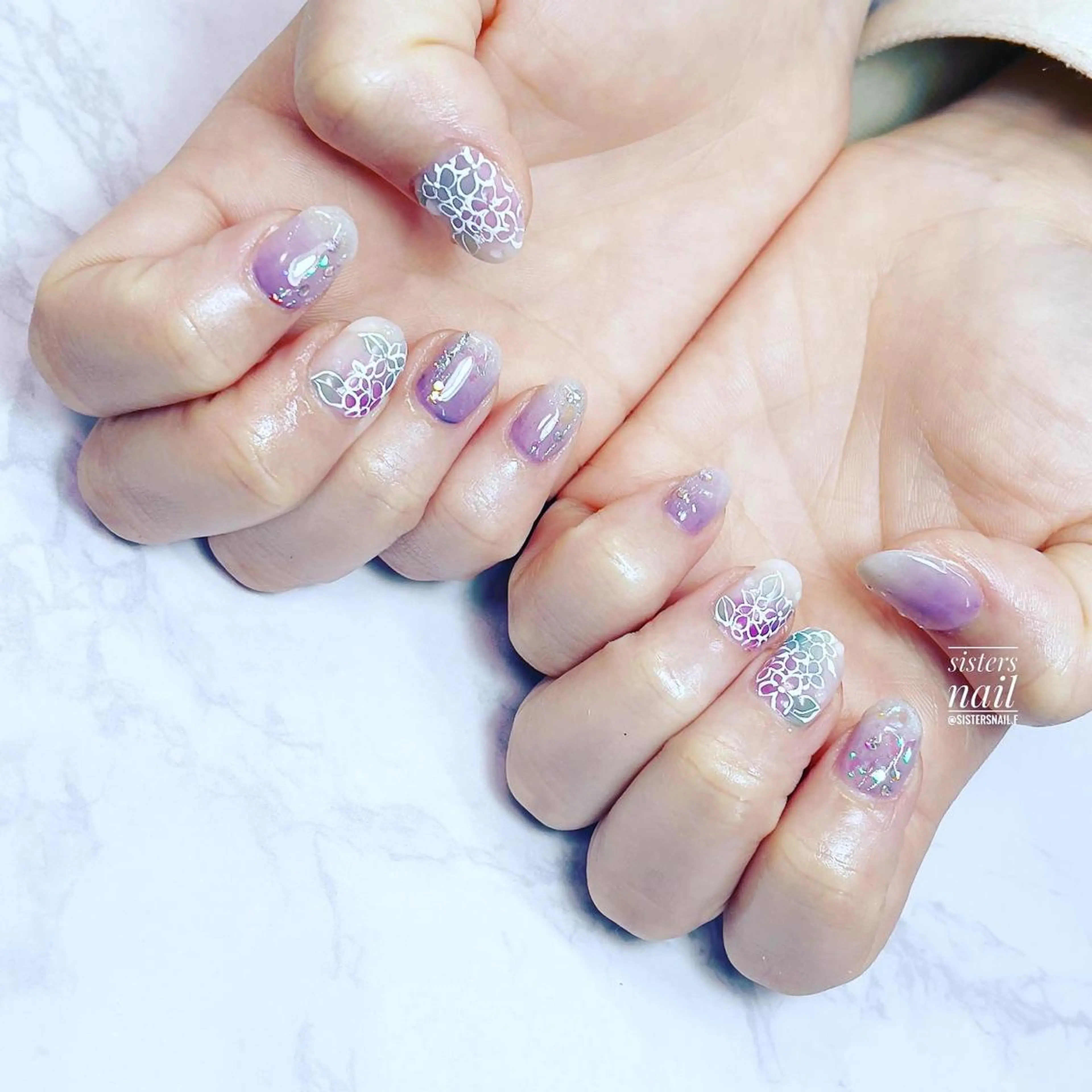 ネイル アートネイル フラワーネイル 持ち込み 夏ネイル sisters nail.fのネイルデザイン