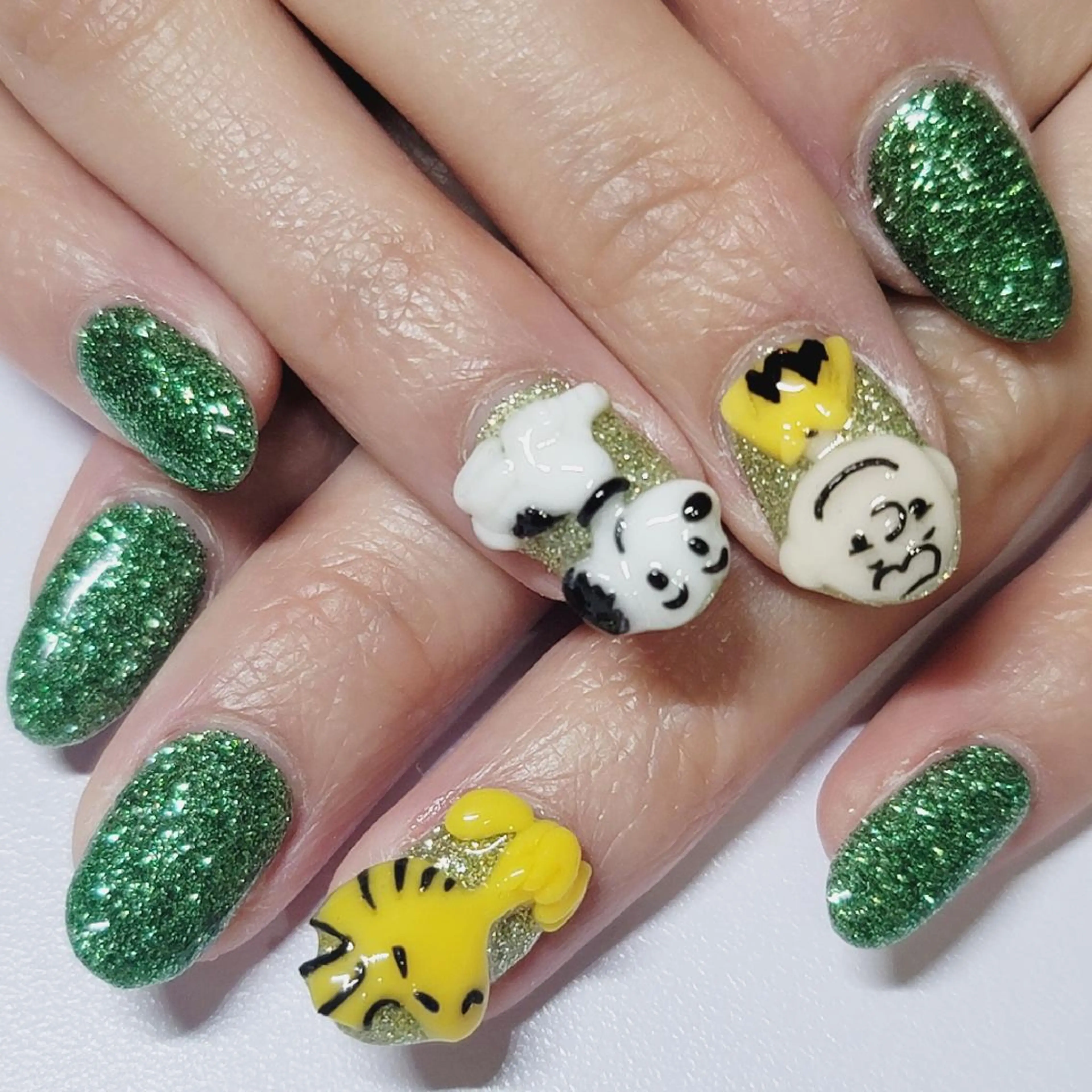 ネイル アートネイル グリーン ラメ(グリッター) ハンドネイル よしだ ひろきのネイルデザイン