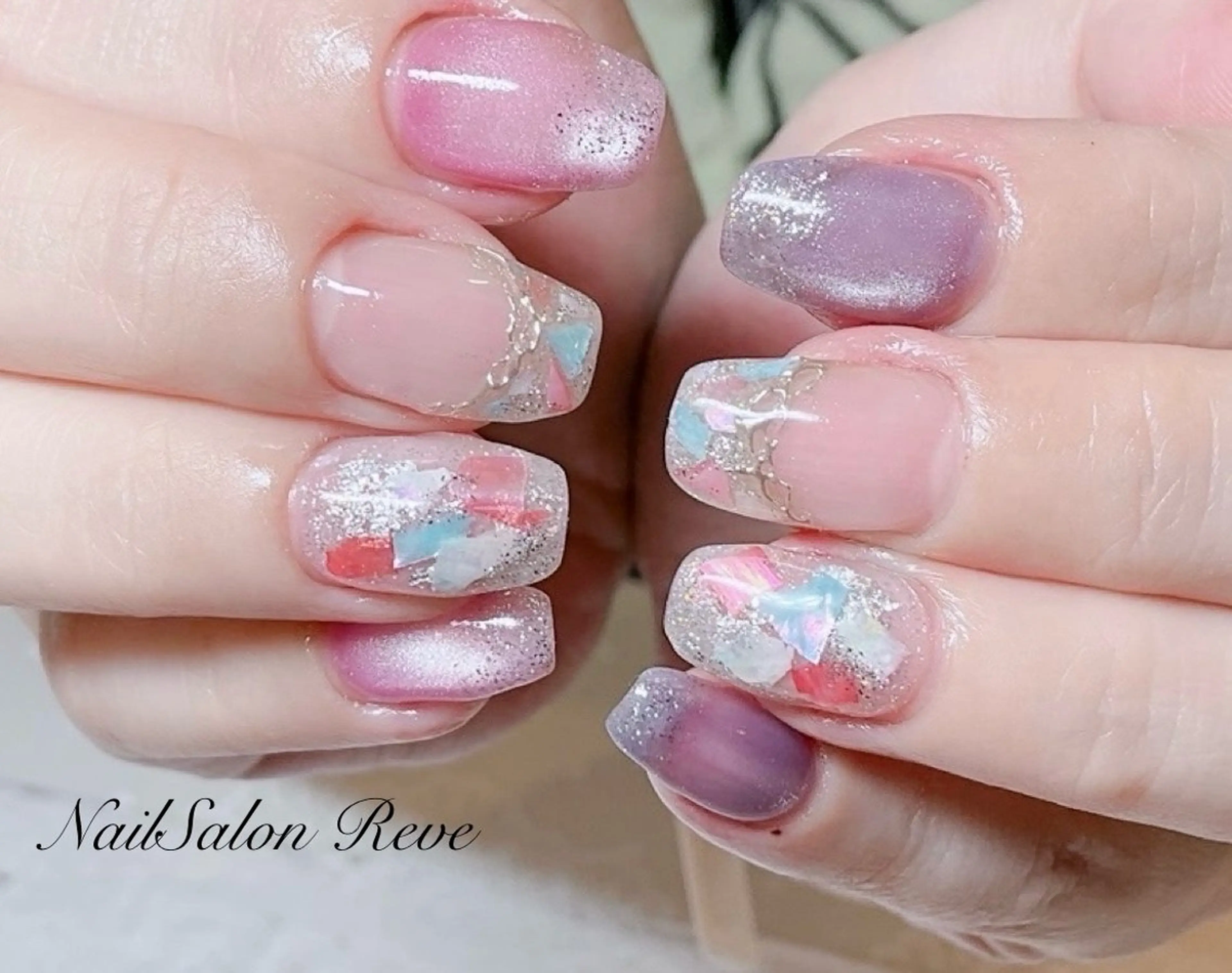 ネイル アートネイル 長さ出し フレンチネイル マグネットネイル ハンドネイル NailSalon   Reve（ネイルサロン レーヴ）所属・NailSalon Reveのネイルデザイン