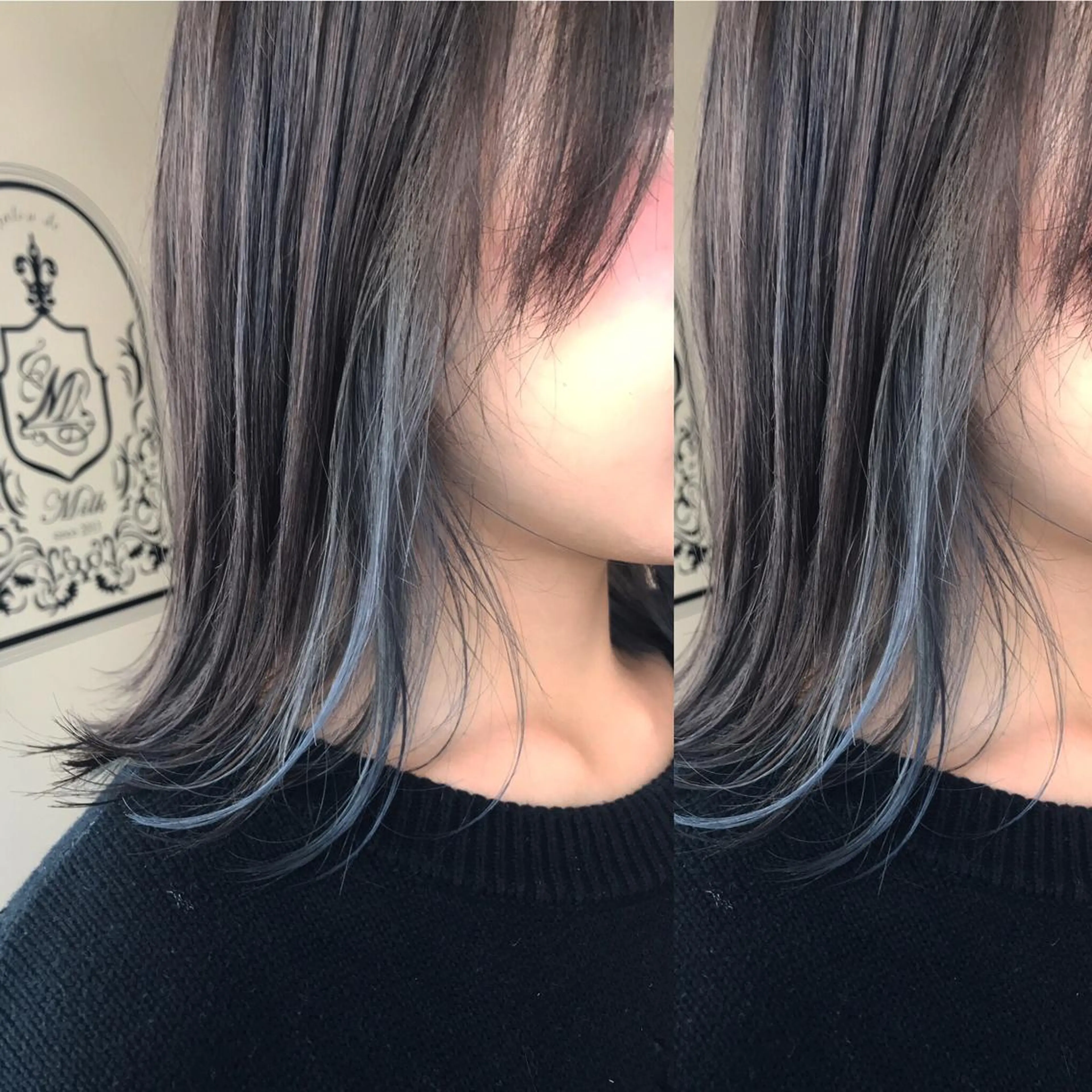 ミディアム カラー パーマ ヘアアレンジ メンズ キッズ ネイル マツエク・マツパ ブルーカラー ブルー サロンドミルク 原宿のヘアスタイル