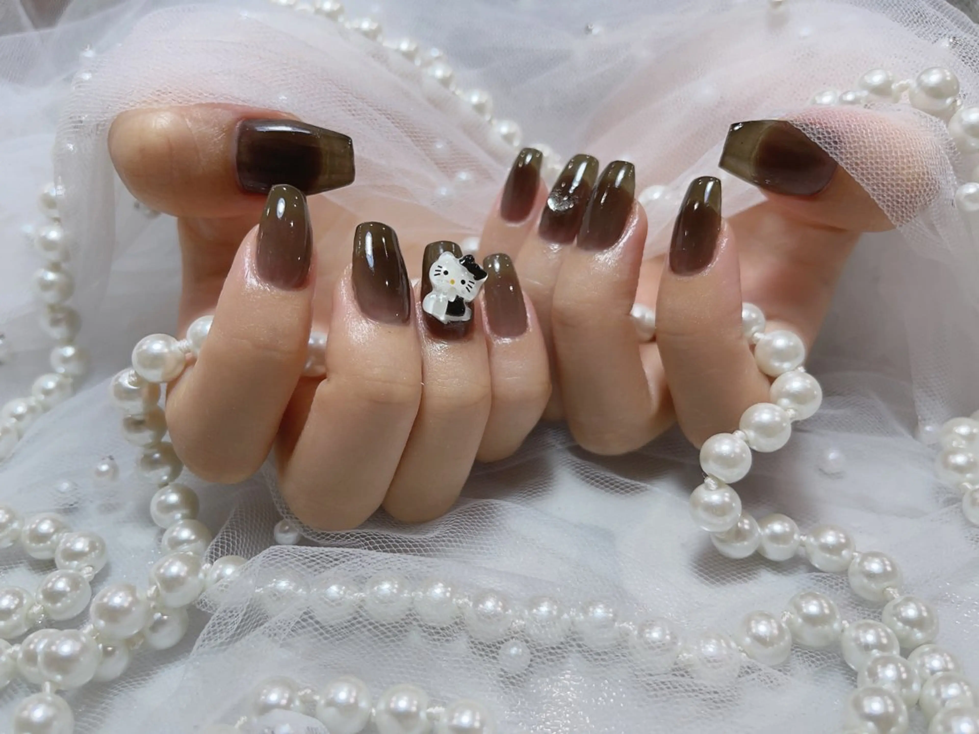 ネイル アートネイル フラッシュネイル フレンチネイル ガラスフレンチ グラデーション M2beauty Renaのネイルデザイン