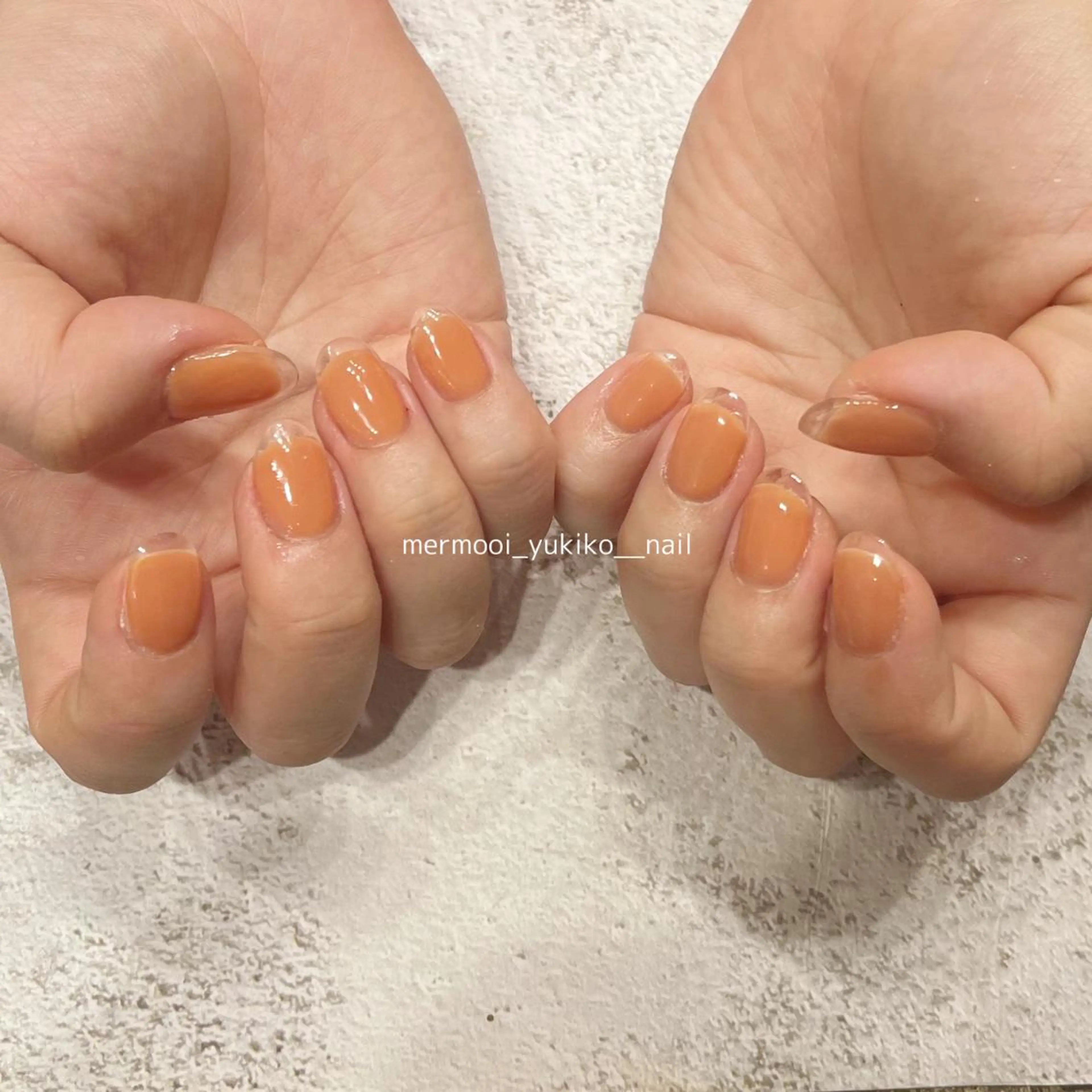 ネイル アートネイル クリアネイル フレンチネイル ニュアンスネイル オレンジ melumooi nailのネイルデザイン